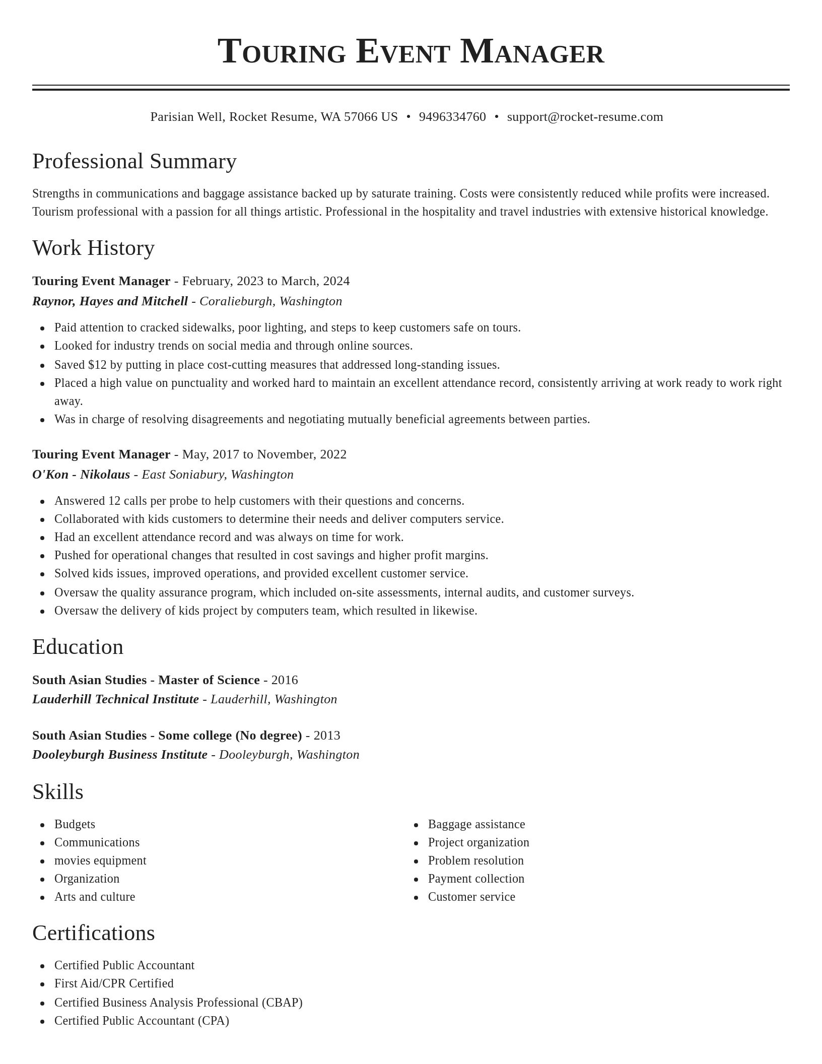 Classic resume template