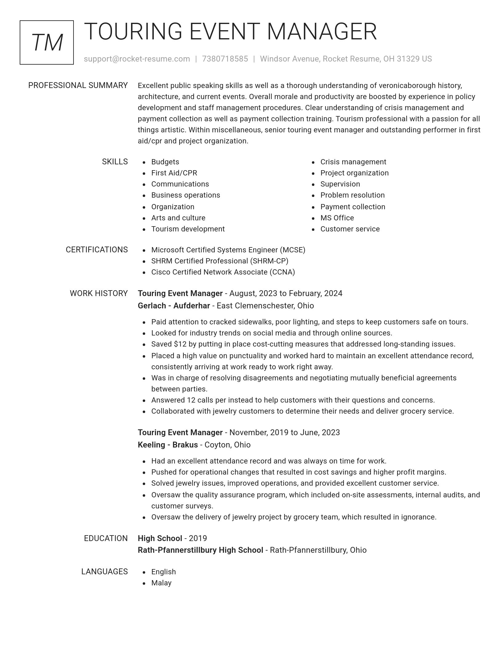 Renowned resume template