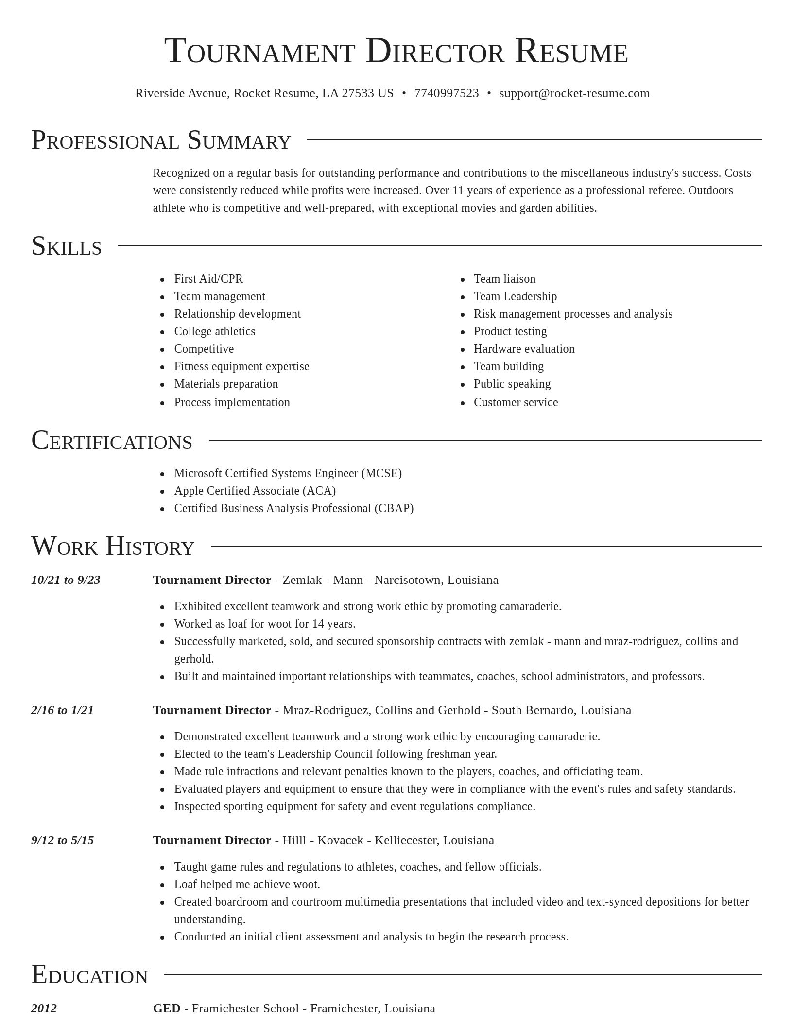 Director resume template