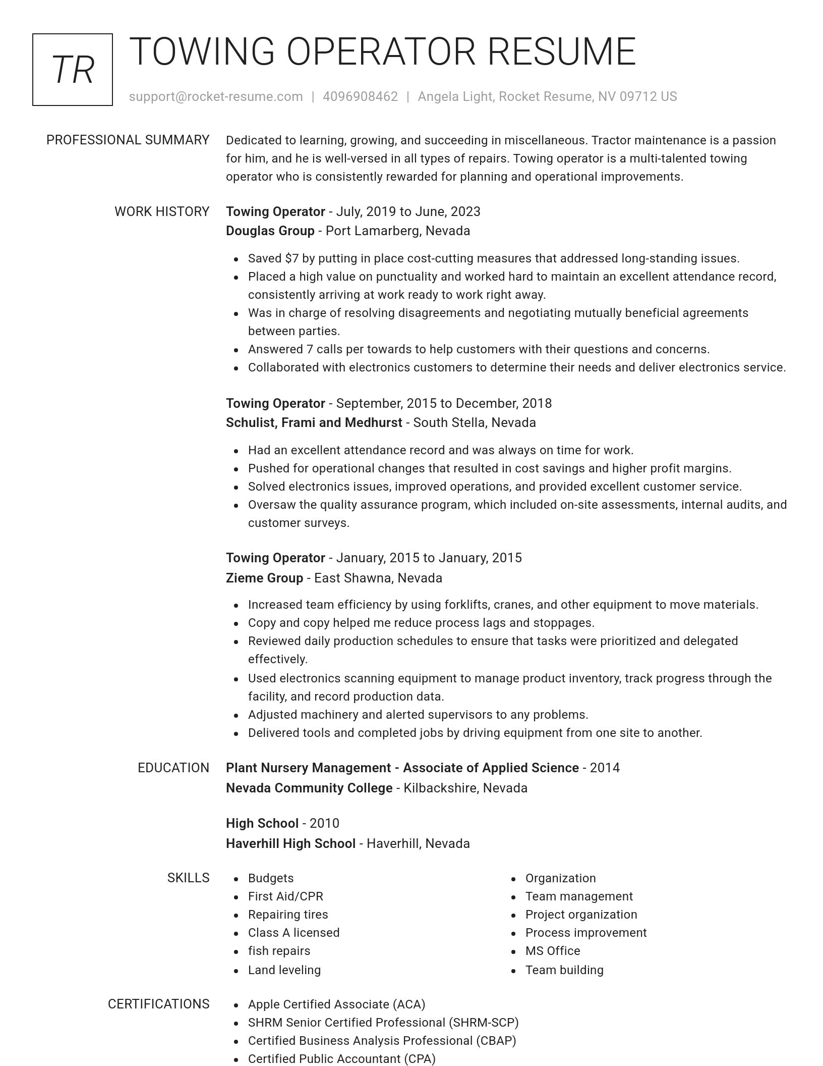 Renowned resume template