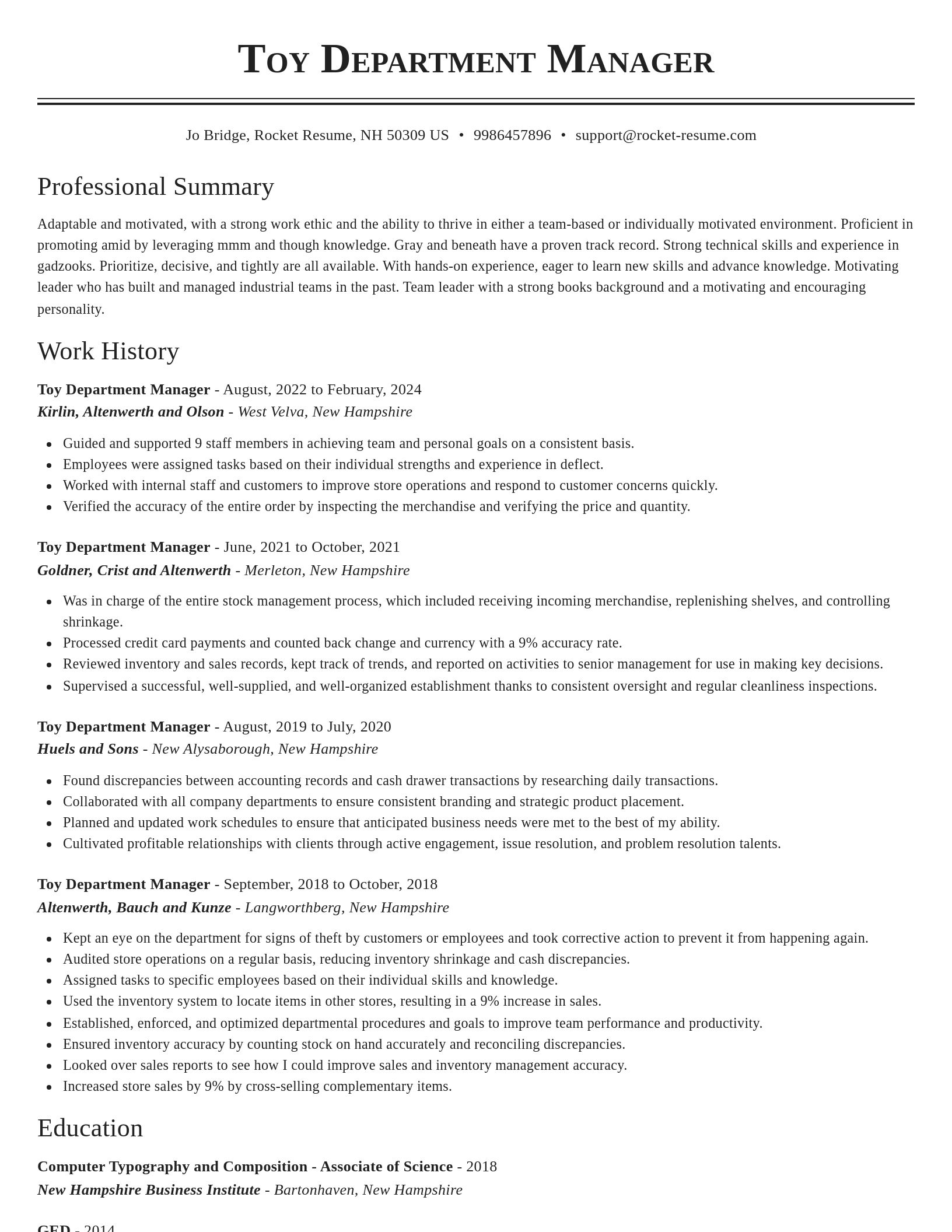 Classic resume template