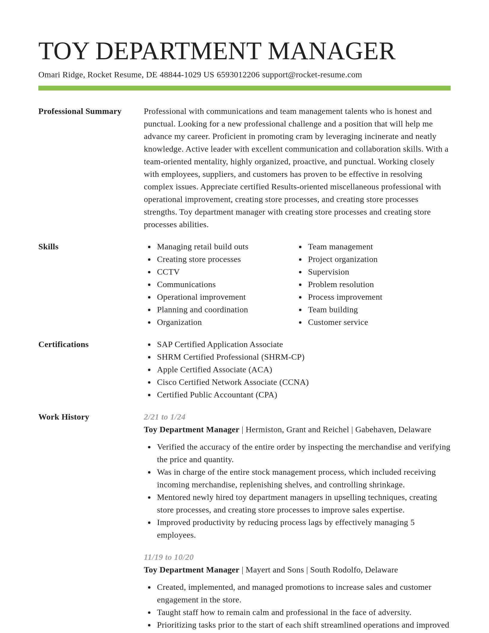 Smart resume template