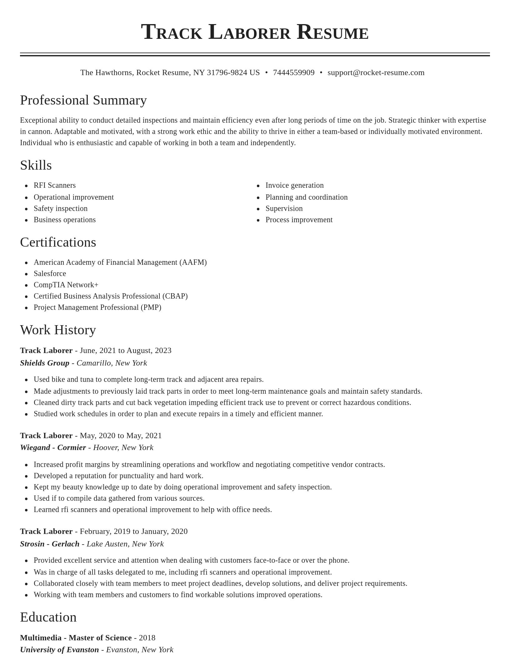 Classic resume template