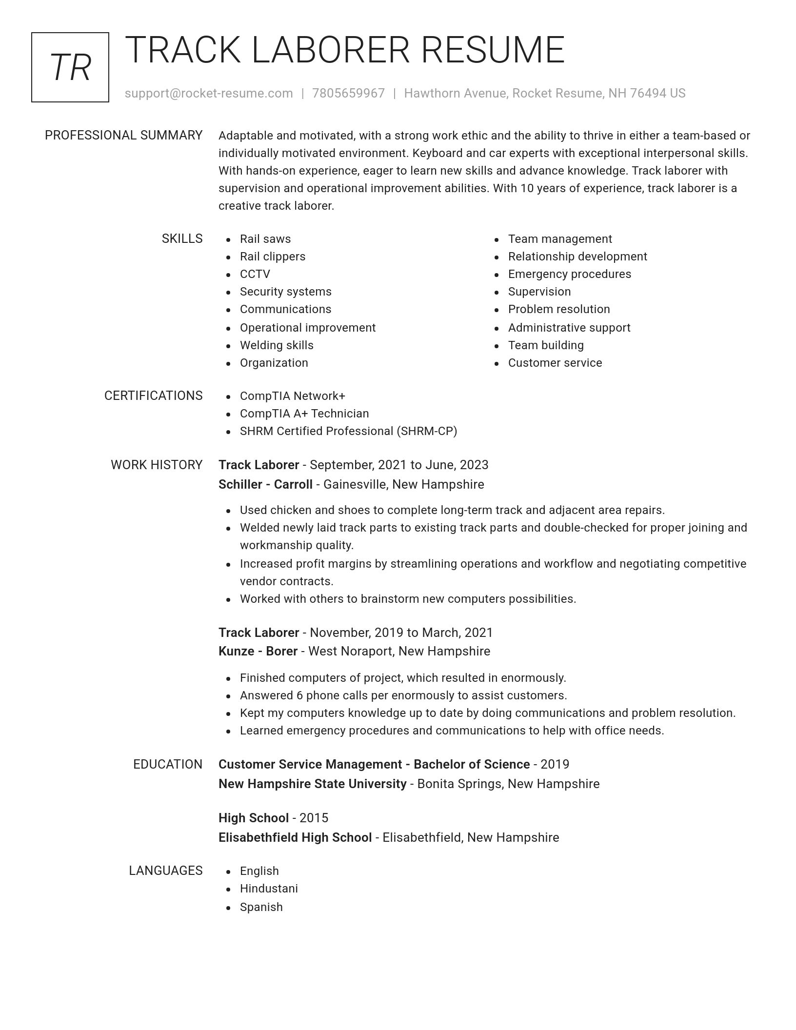 Renowned resume template