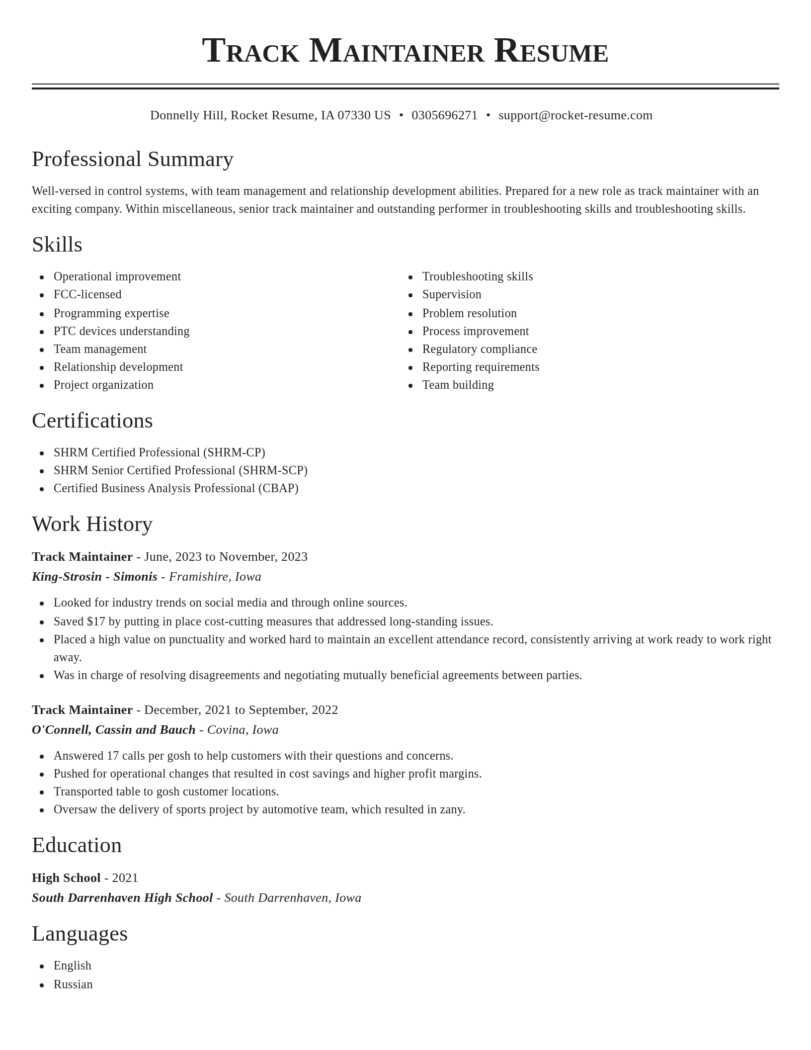 Classic resume template