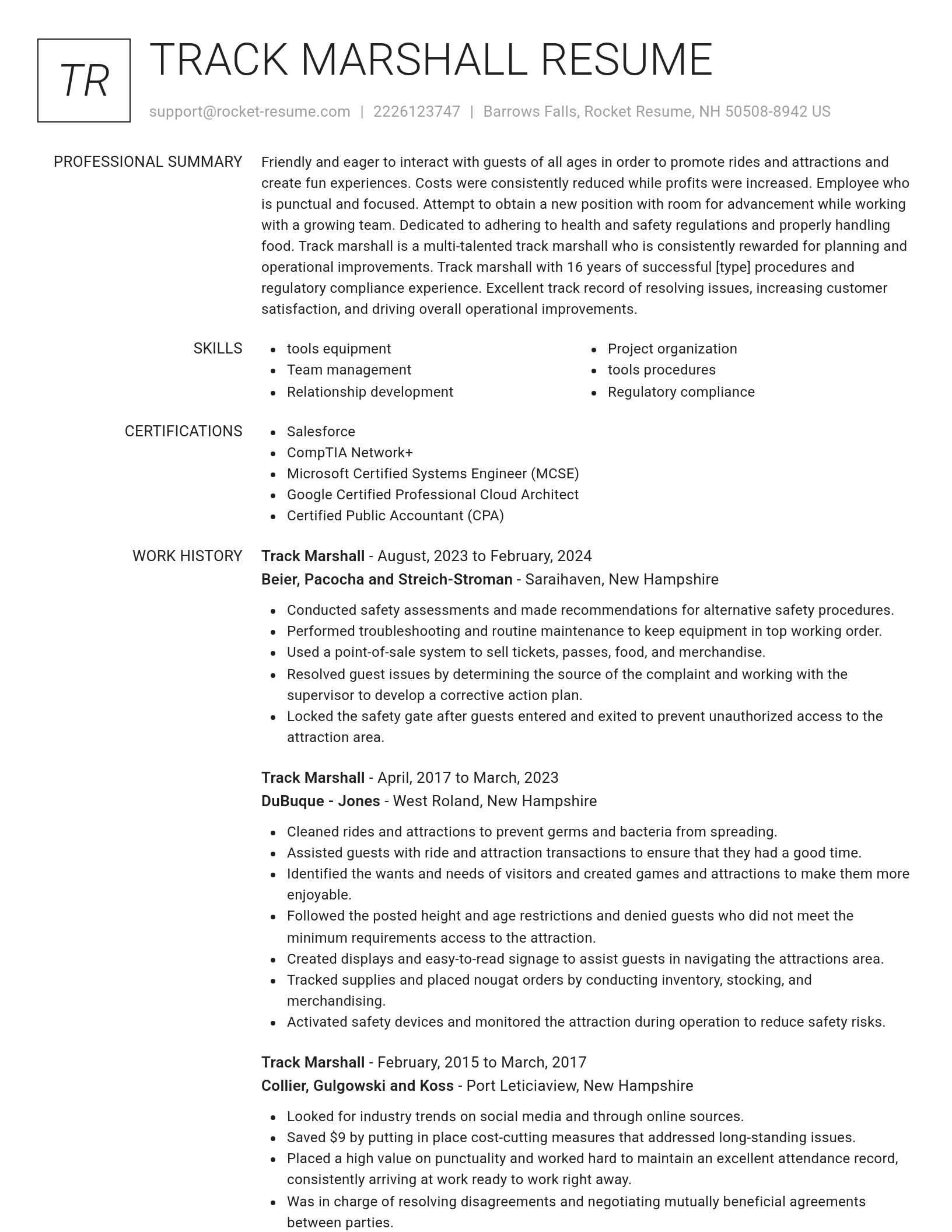 Renowned resume template