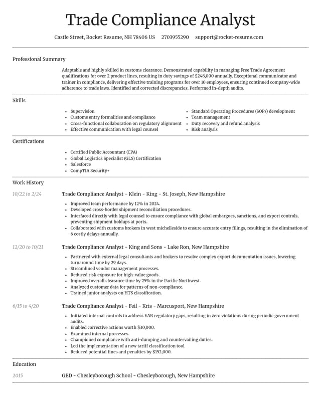 Dignified resume template