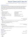 Trade Compliance Analyst resume template