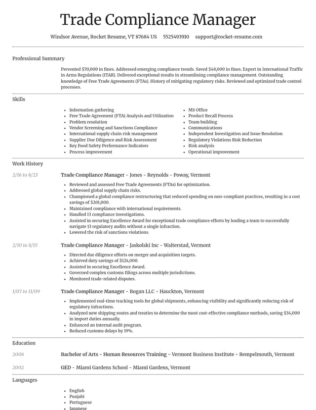Dignified resume template