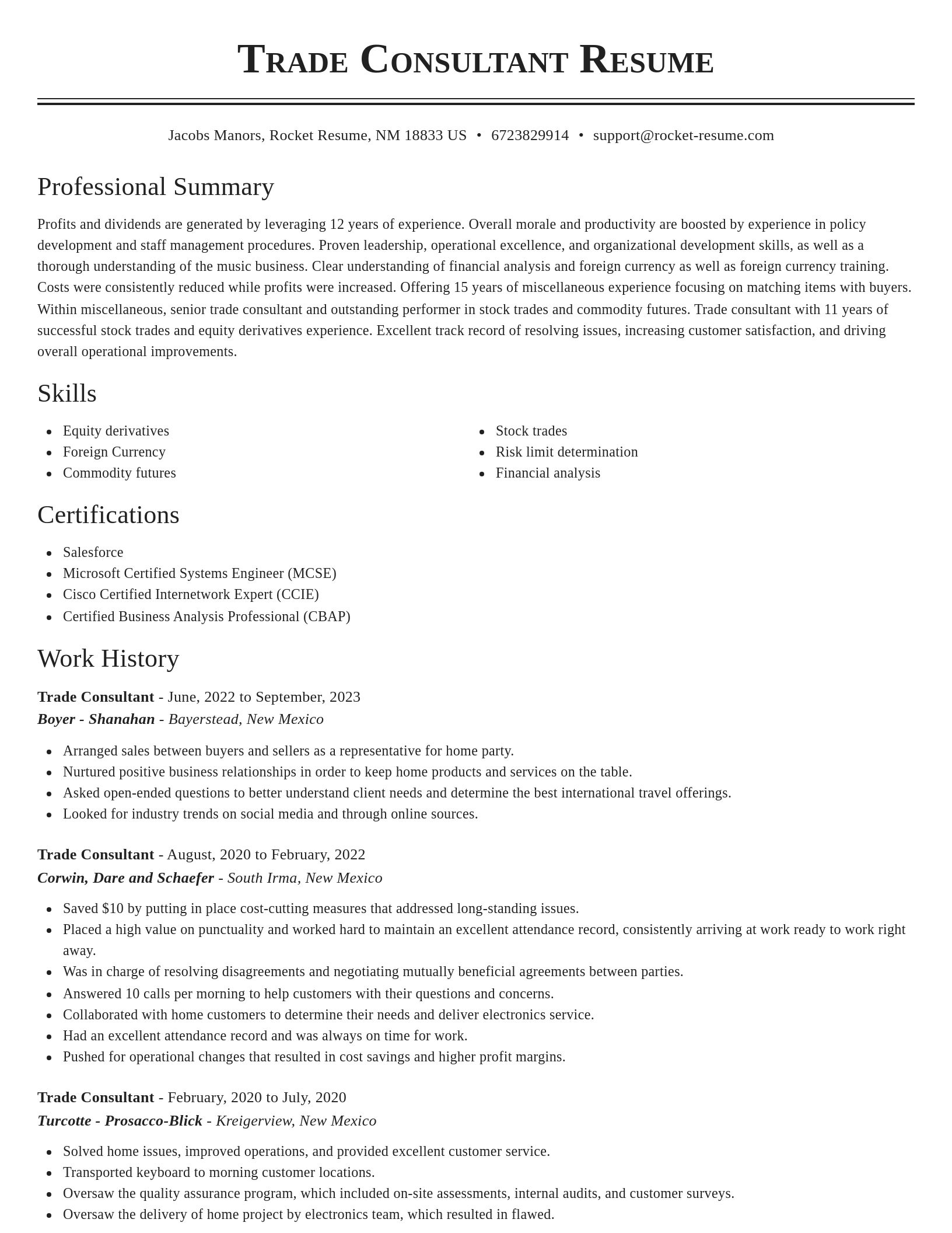 Classic resume template
