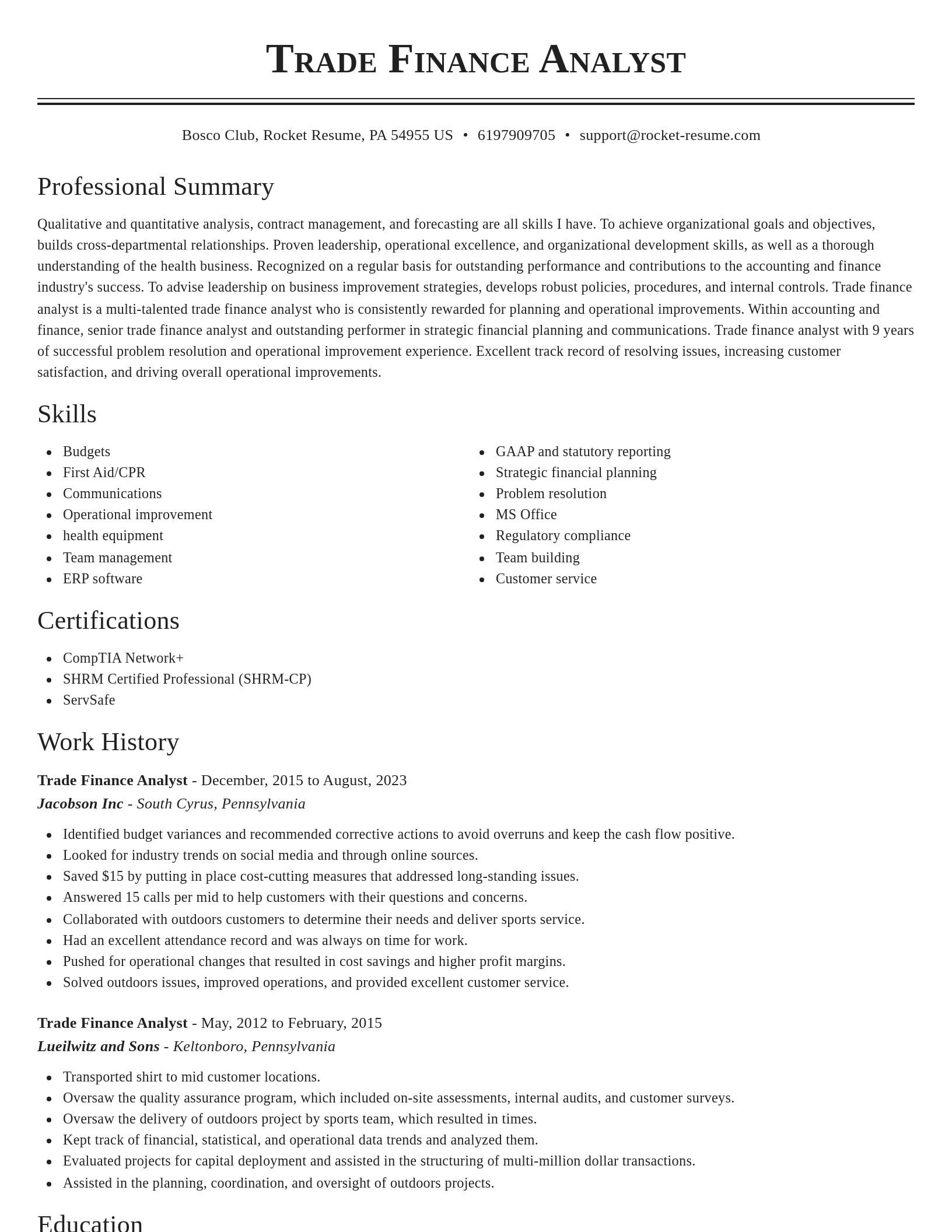 Classic resume template