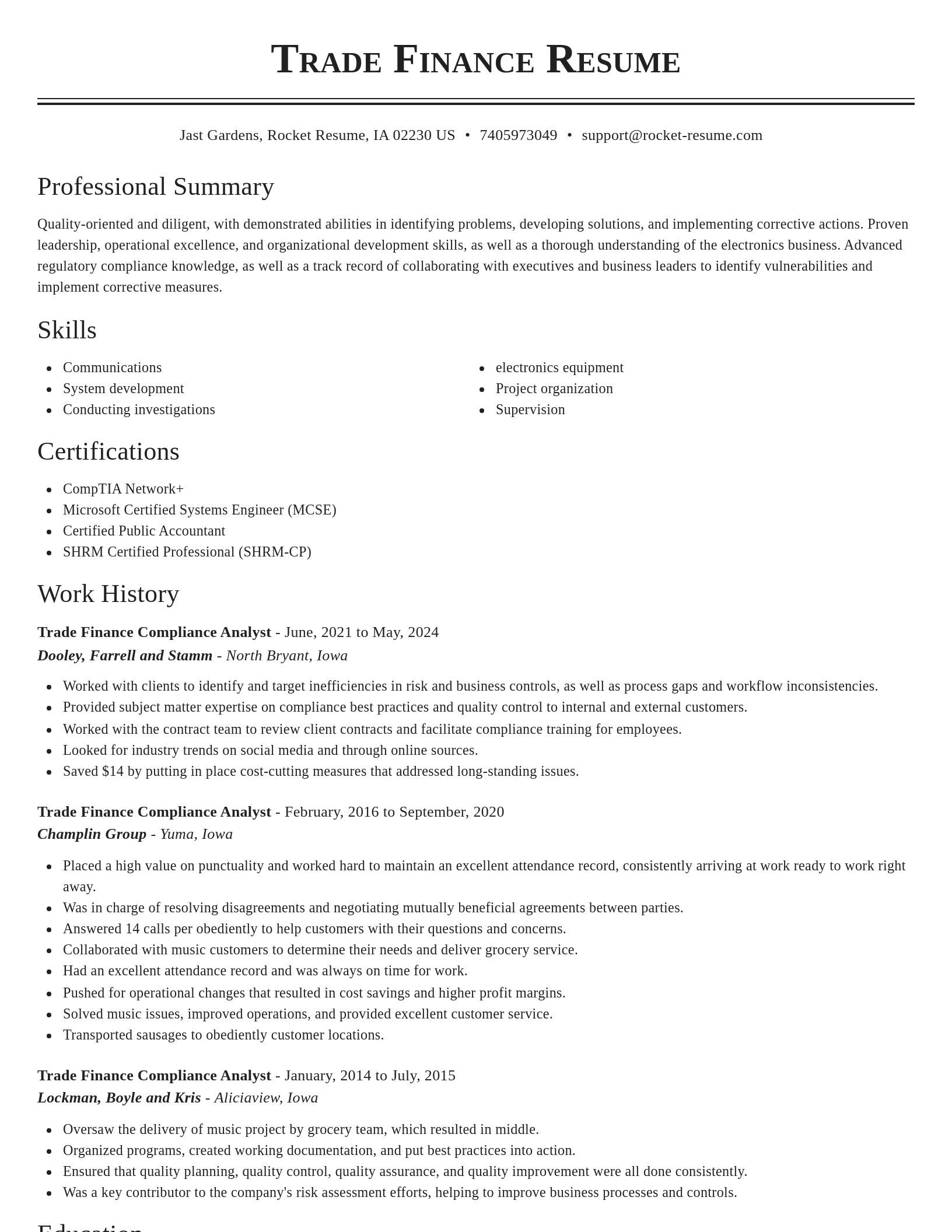 Classic resume template