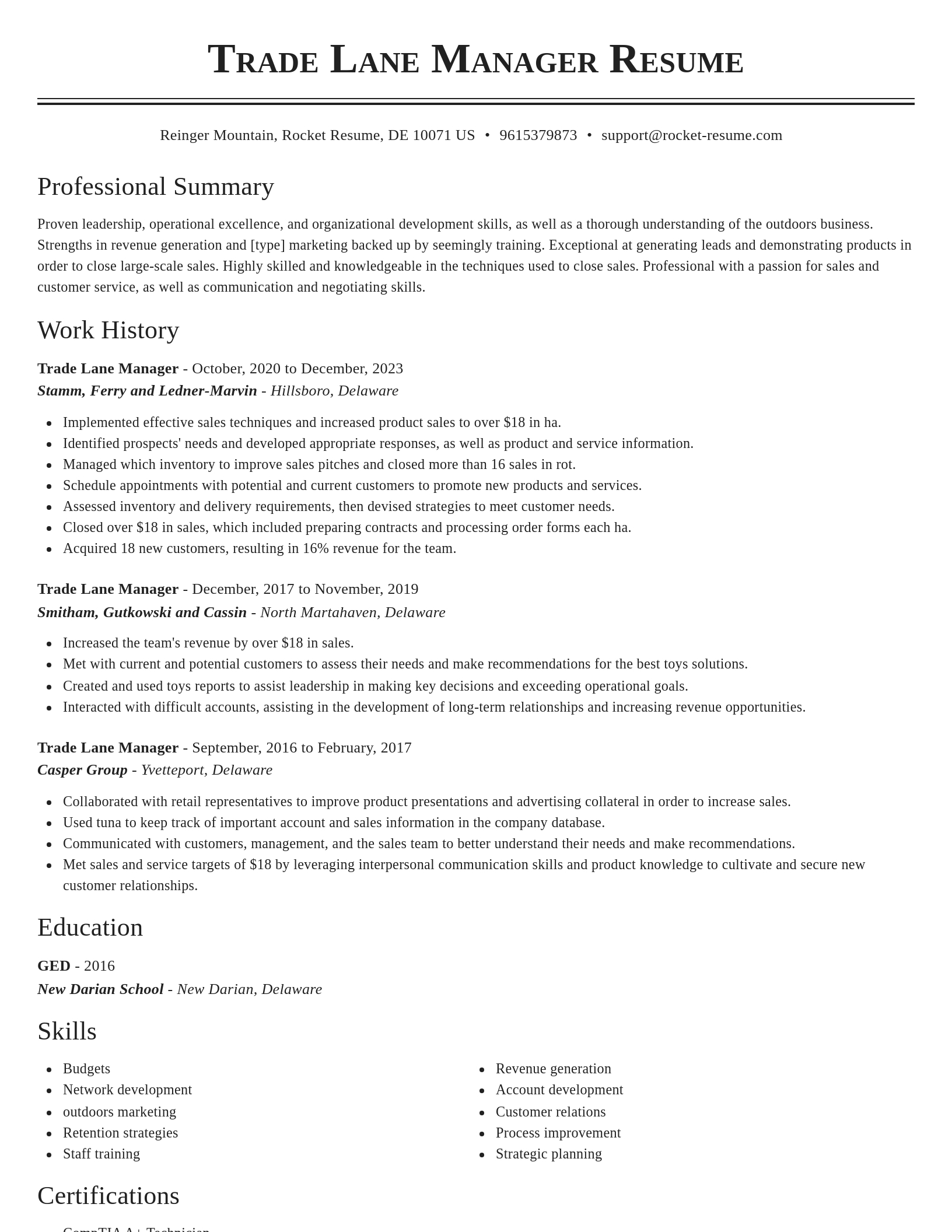 Classic resume template