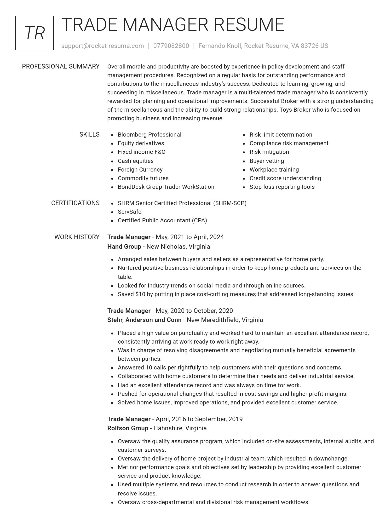 Renowned resume template