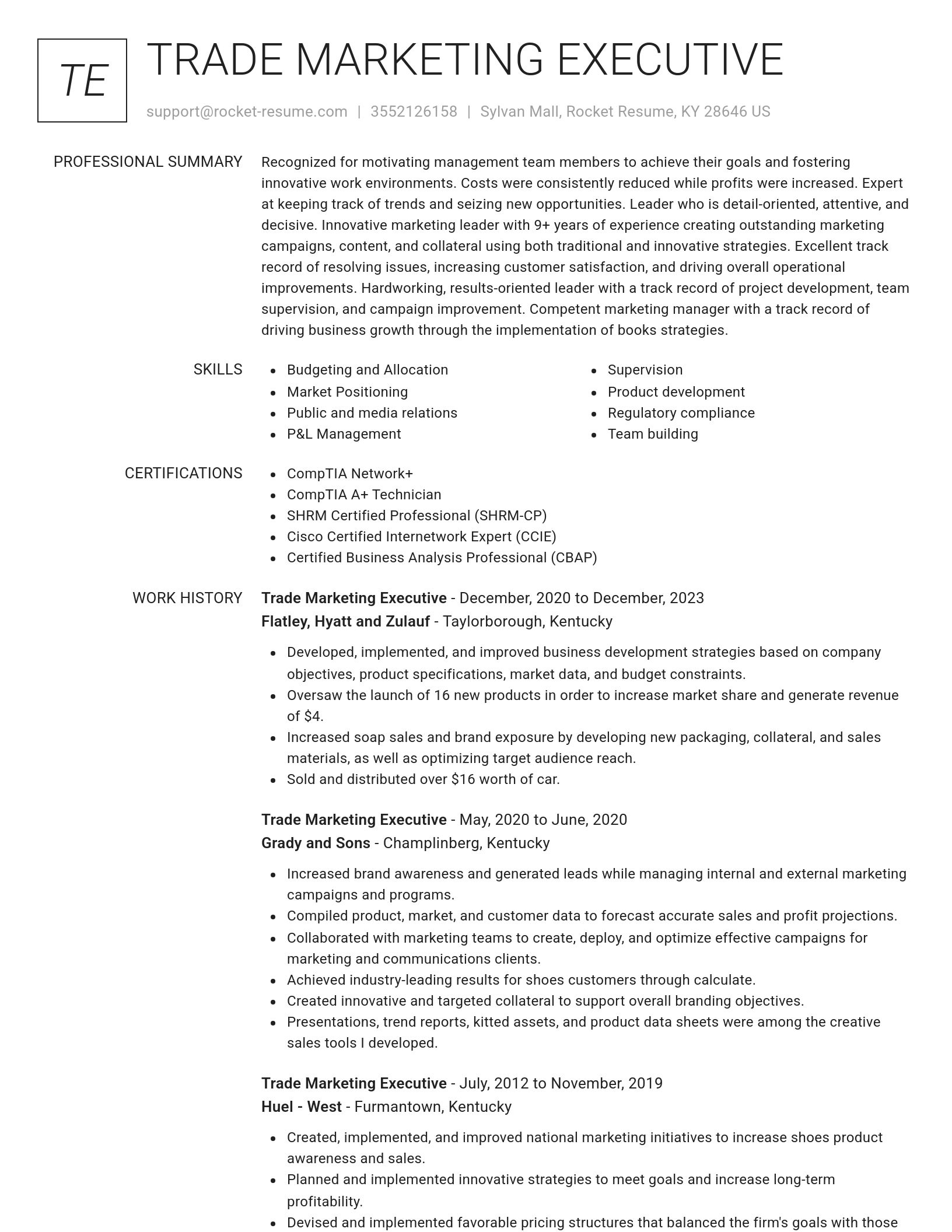 Renowned resume template
