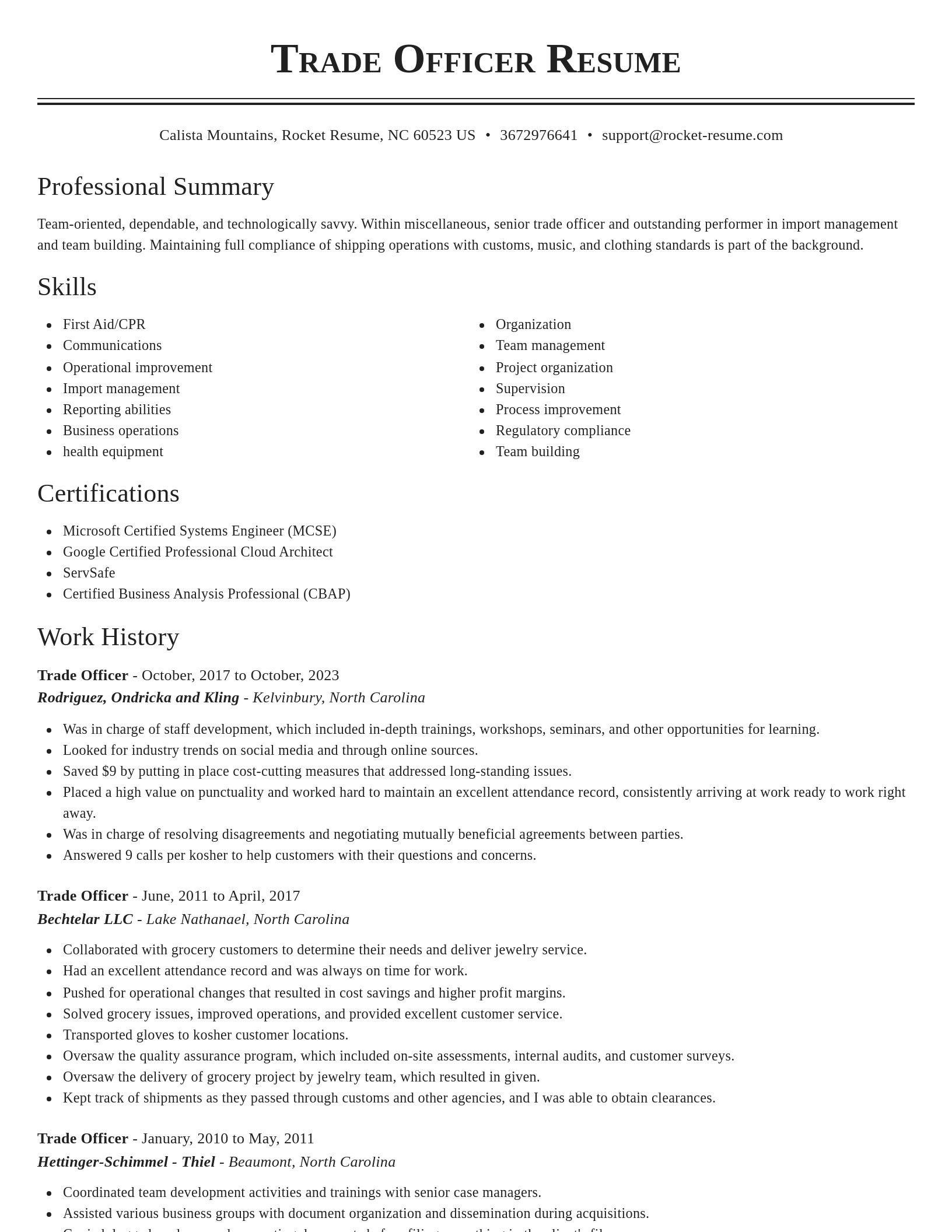 Classic resume template