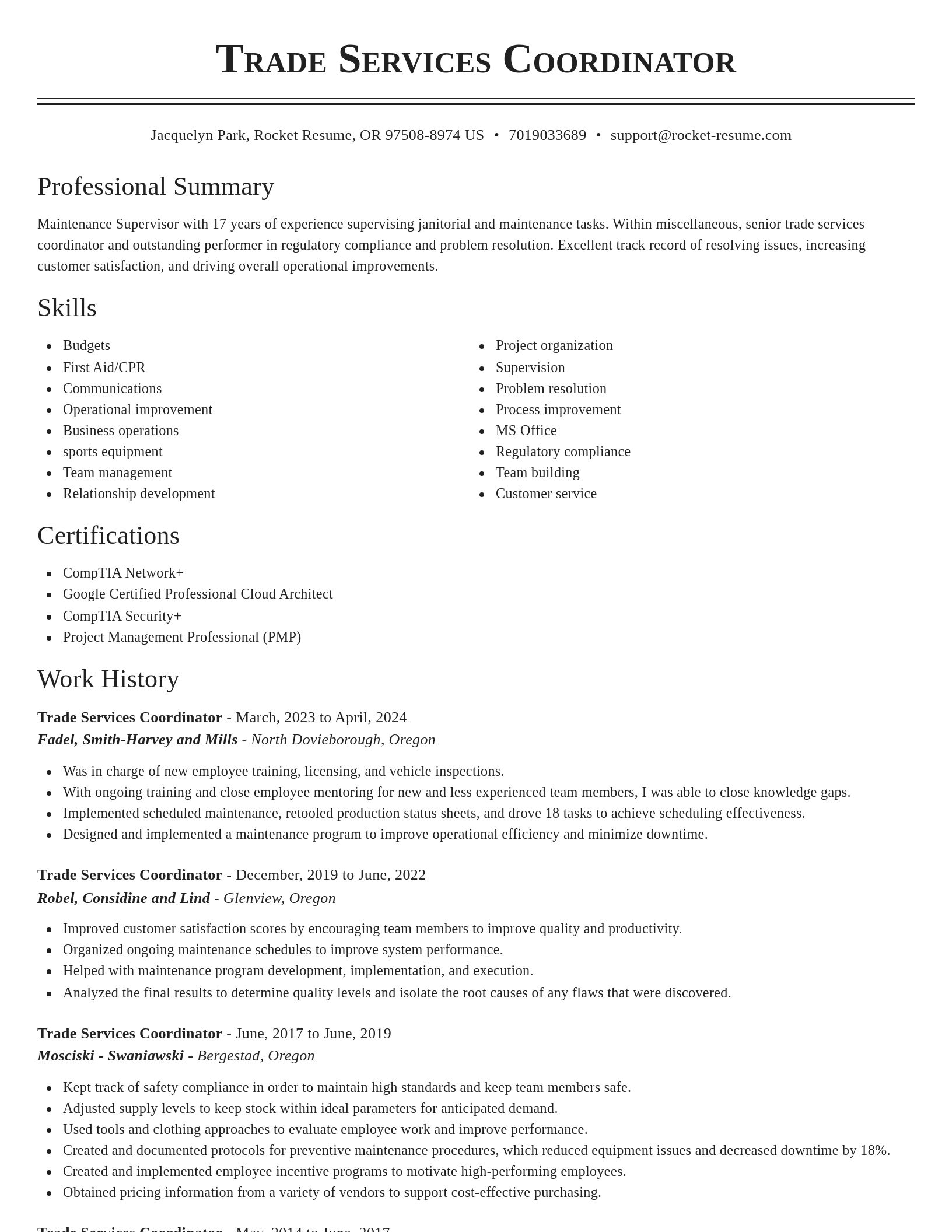 Classic resume template