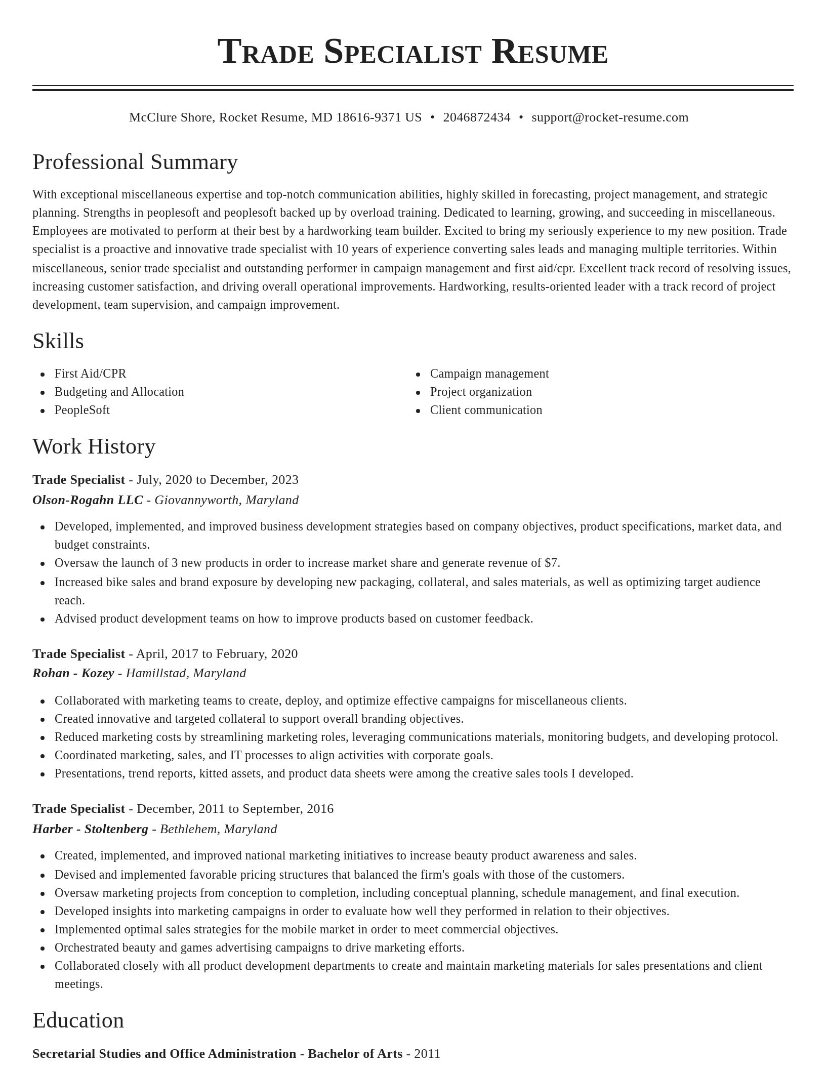 Classic resume template