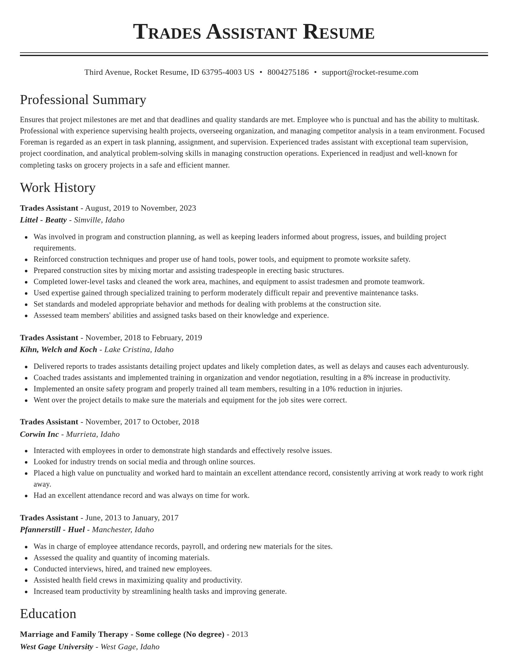 Classic resume template