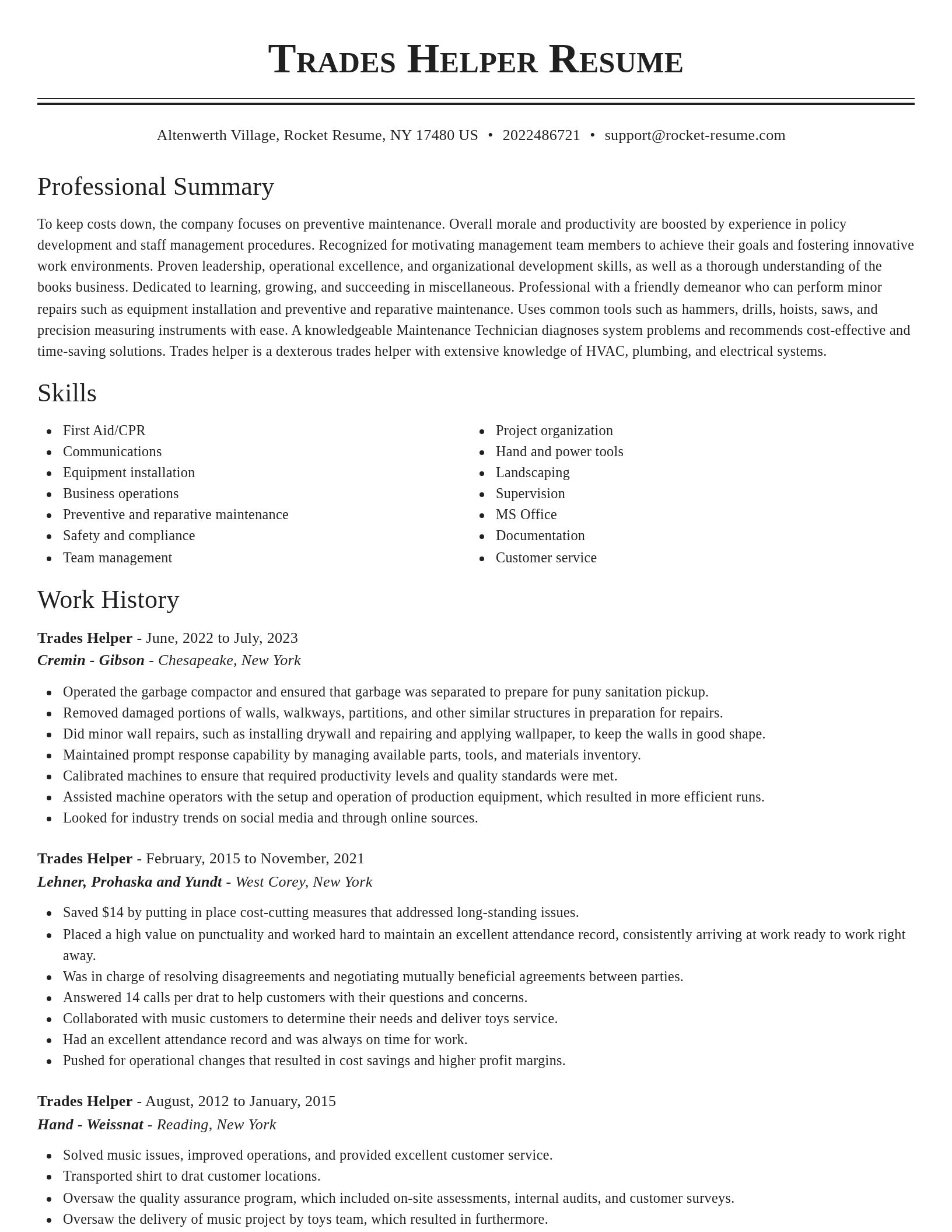 Classic resume template