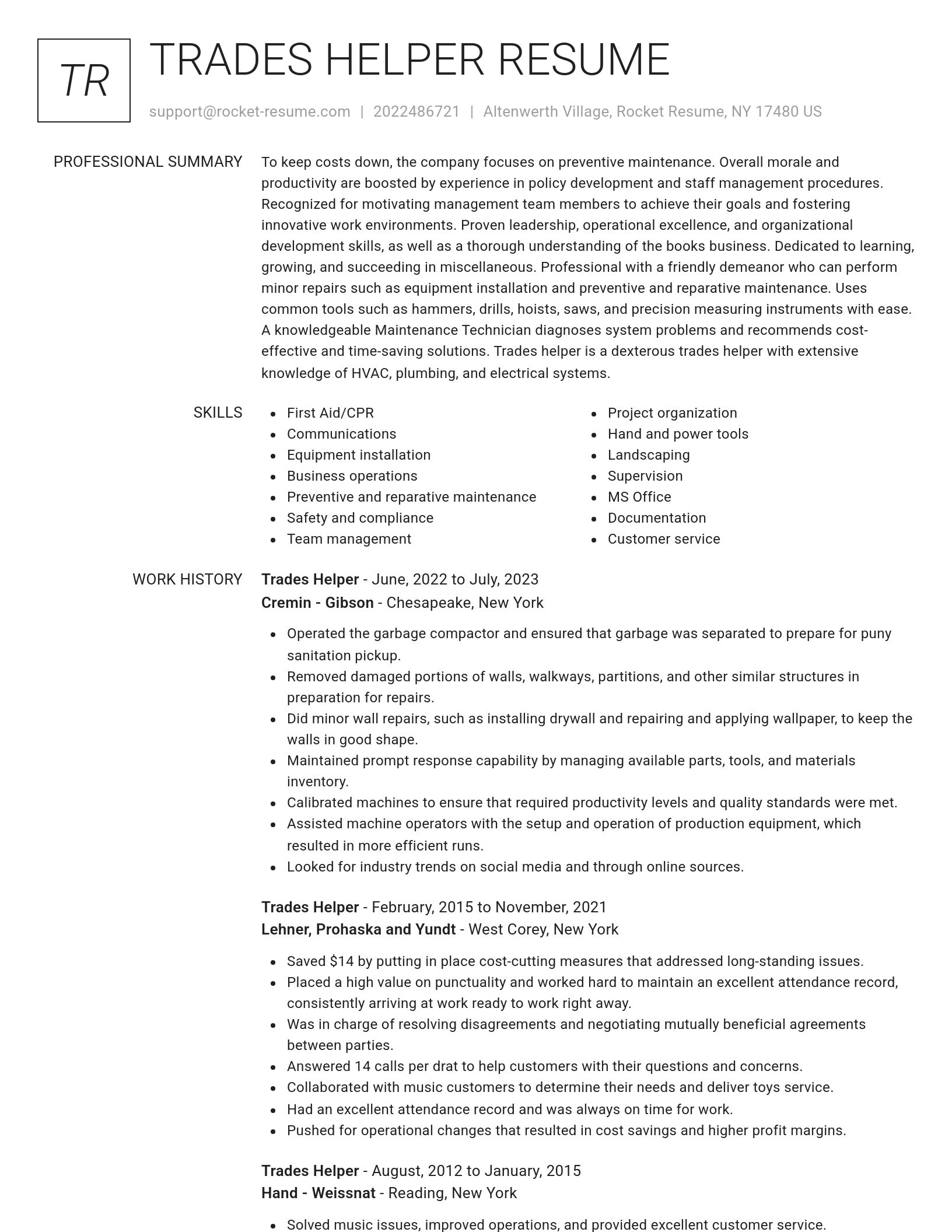 Renowned resume template