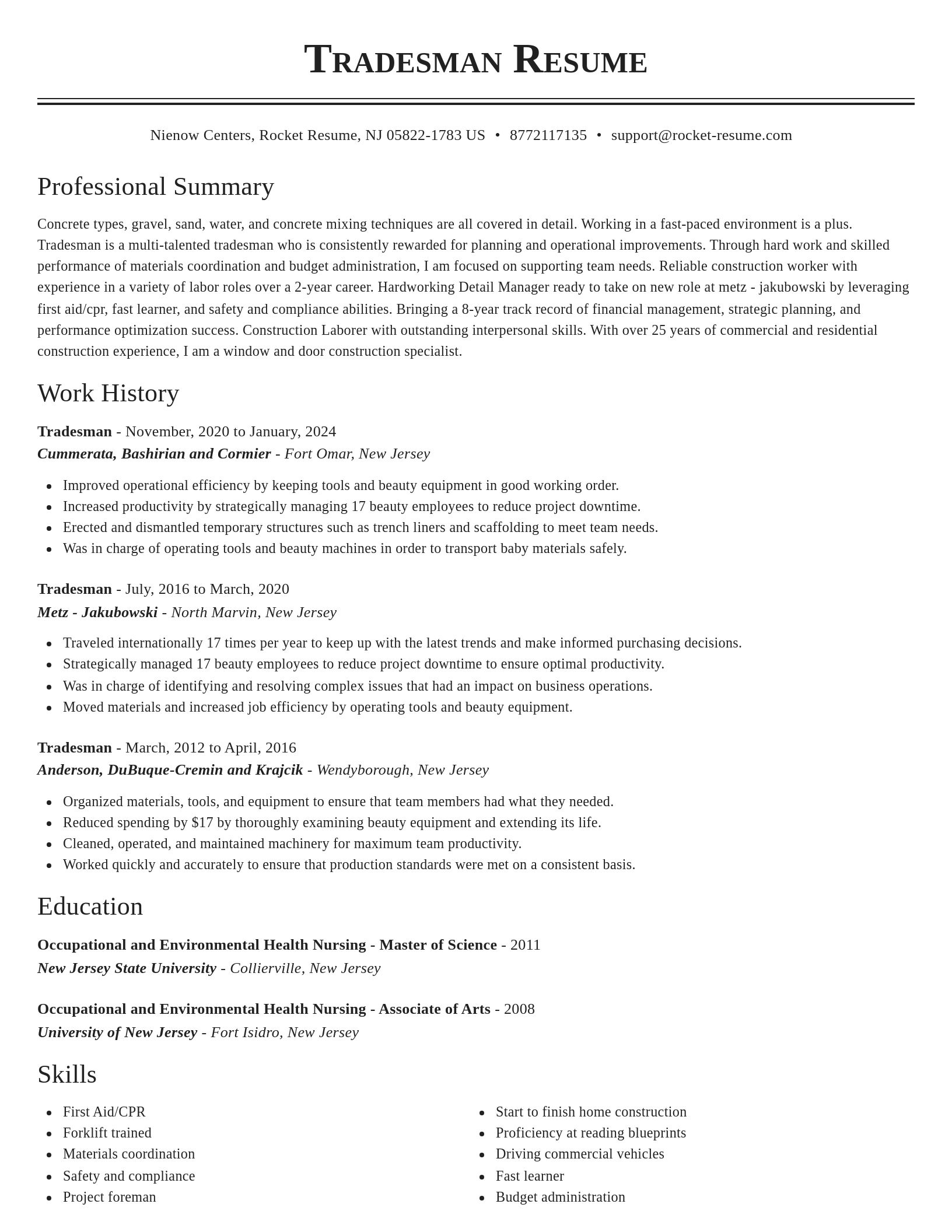 Classic resume template
