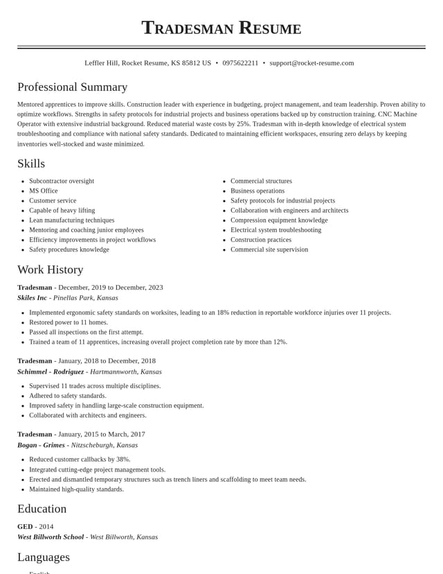 Classic resume template
