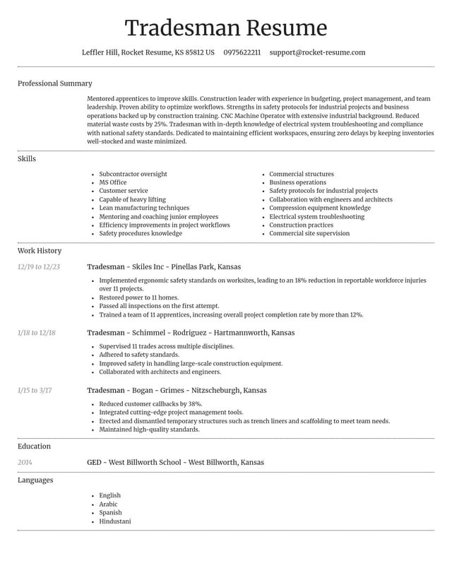 Dignified resume template