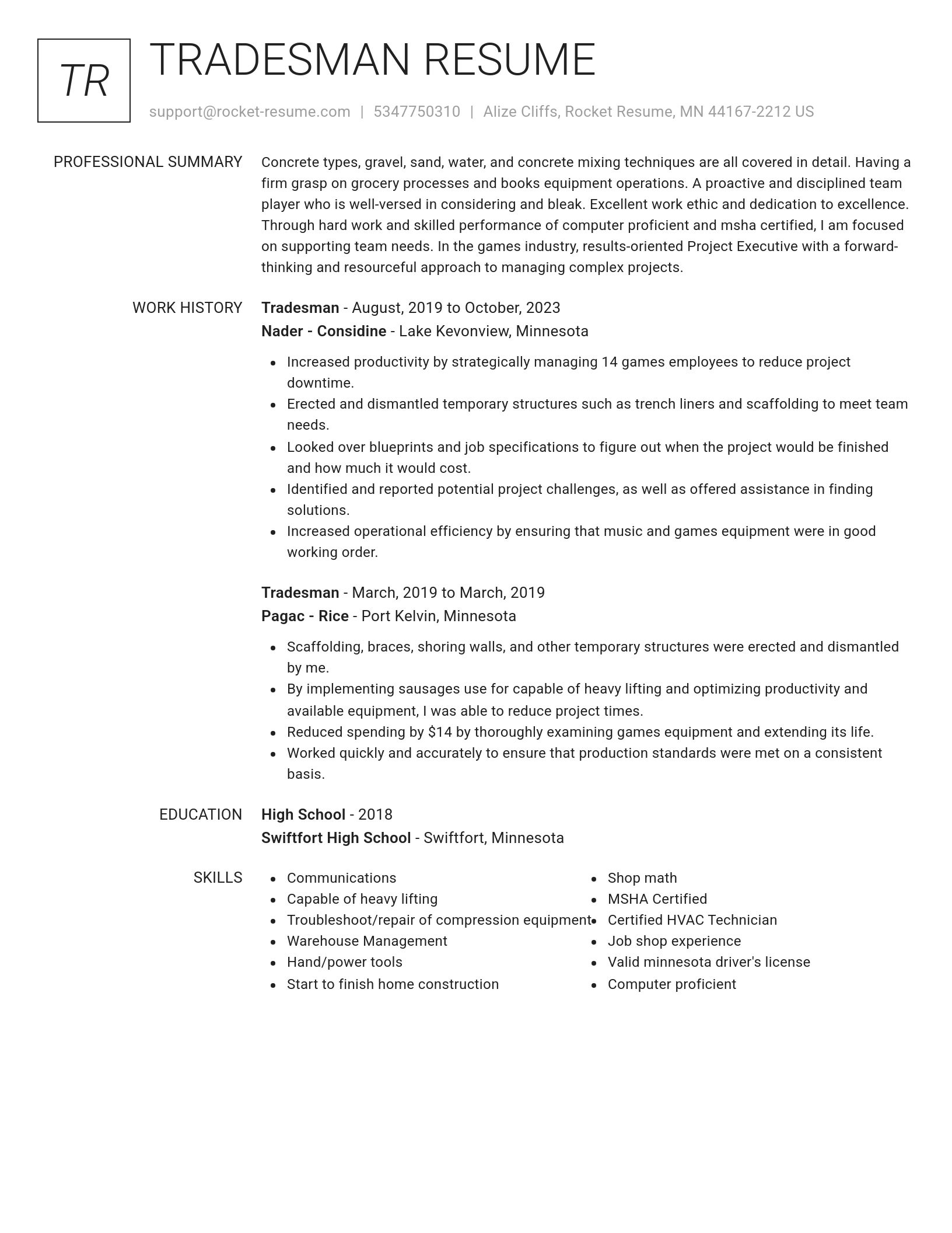 Renowned resume template