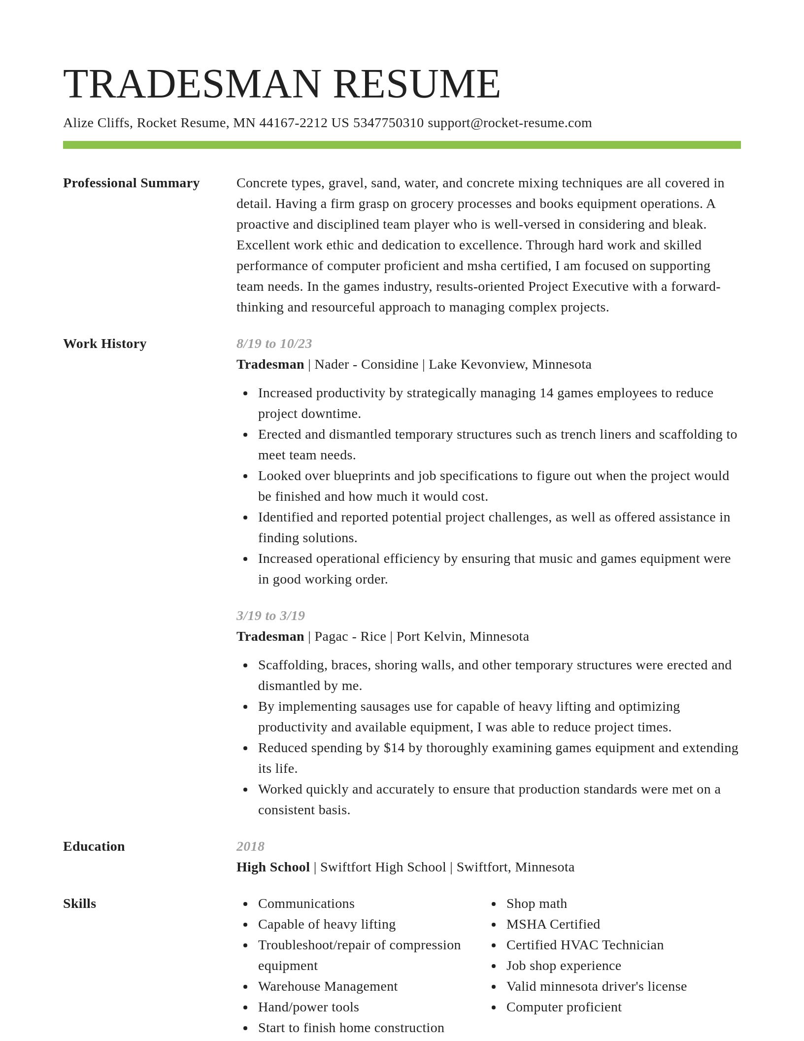 Smart resume template