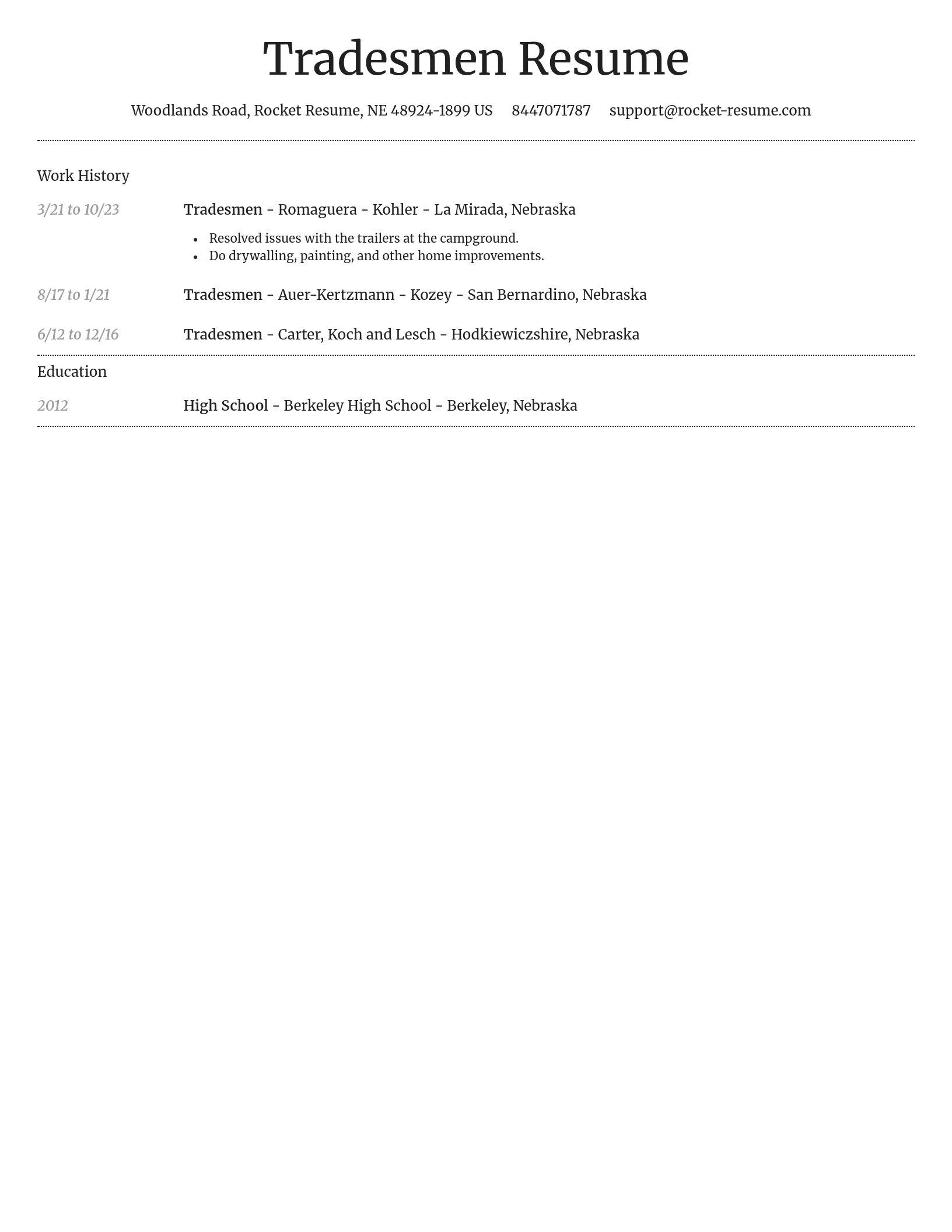 Dignified resume template