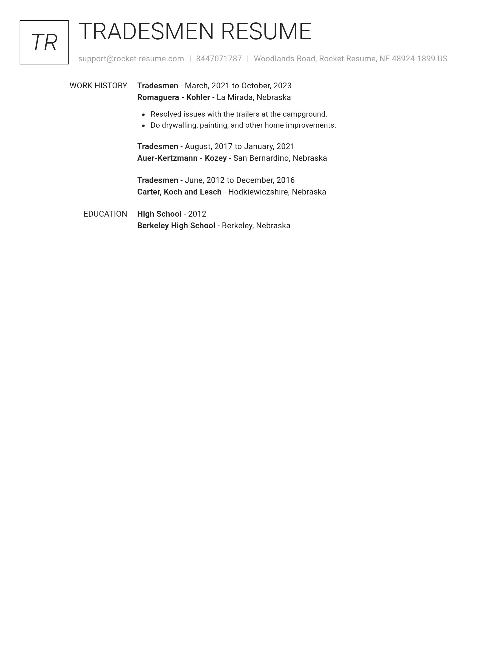Renowned resume template