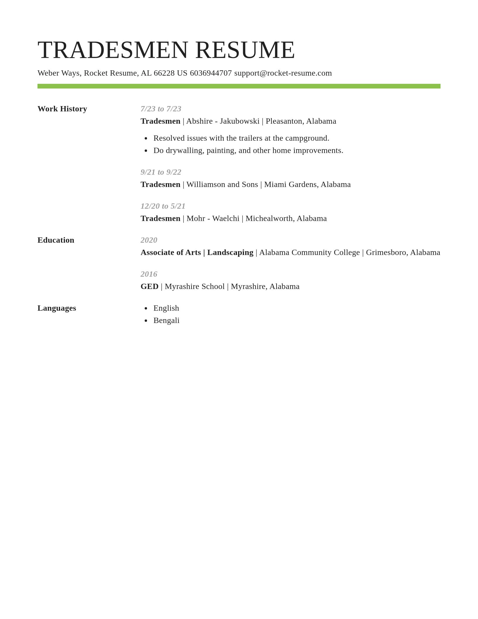 Smart resume template