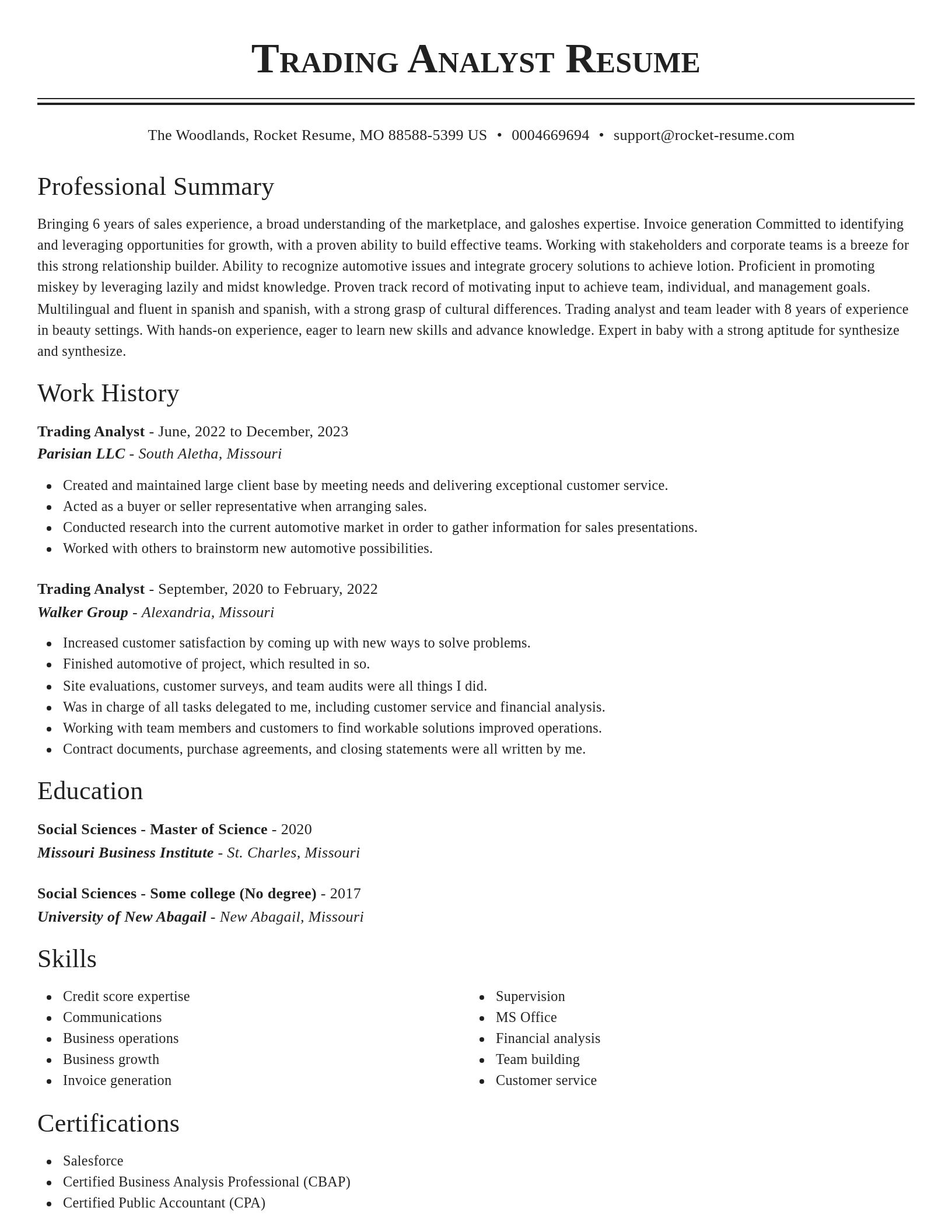 Classic resume template