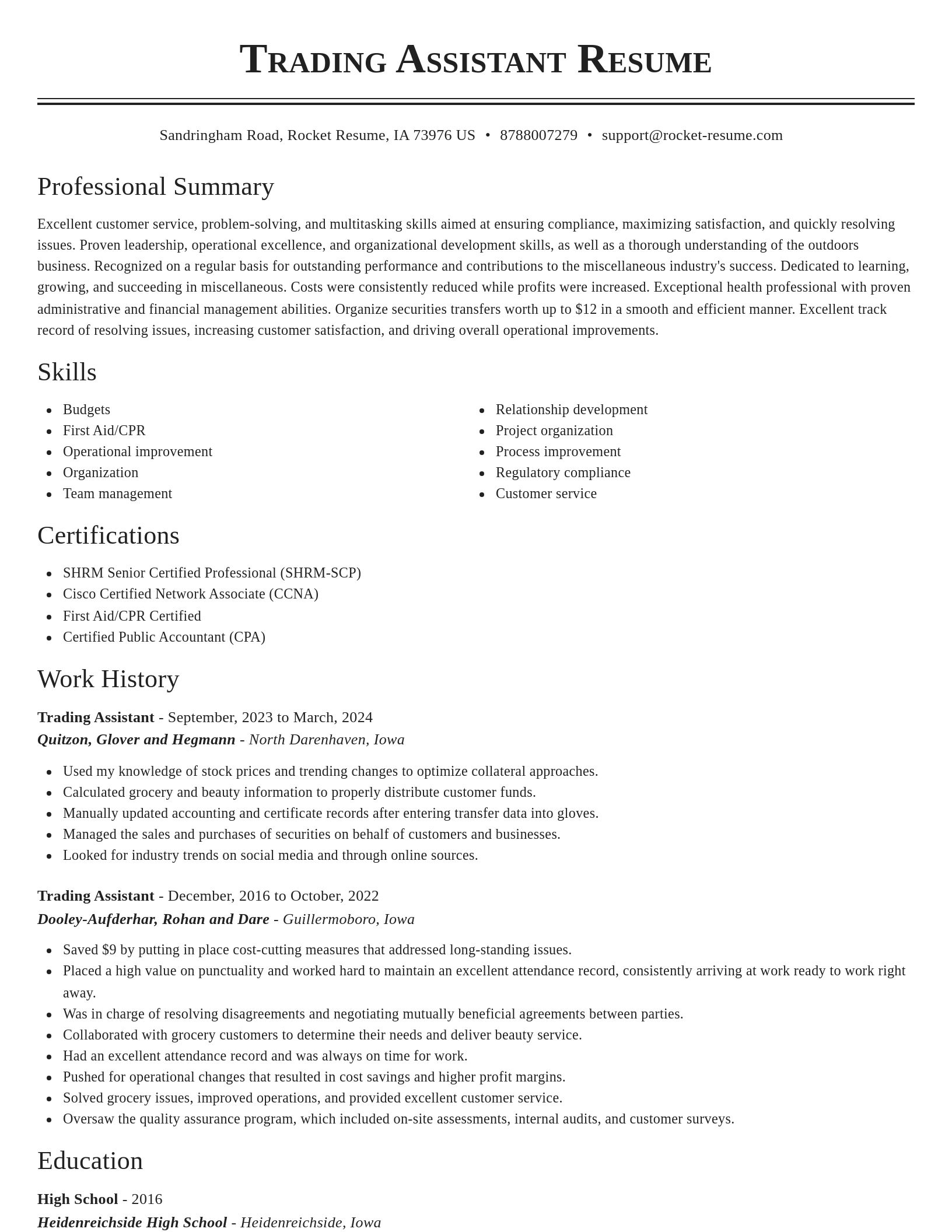 Classic resume template