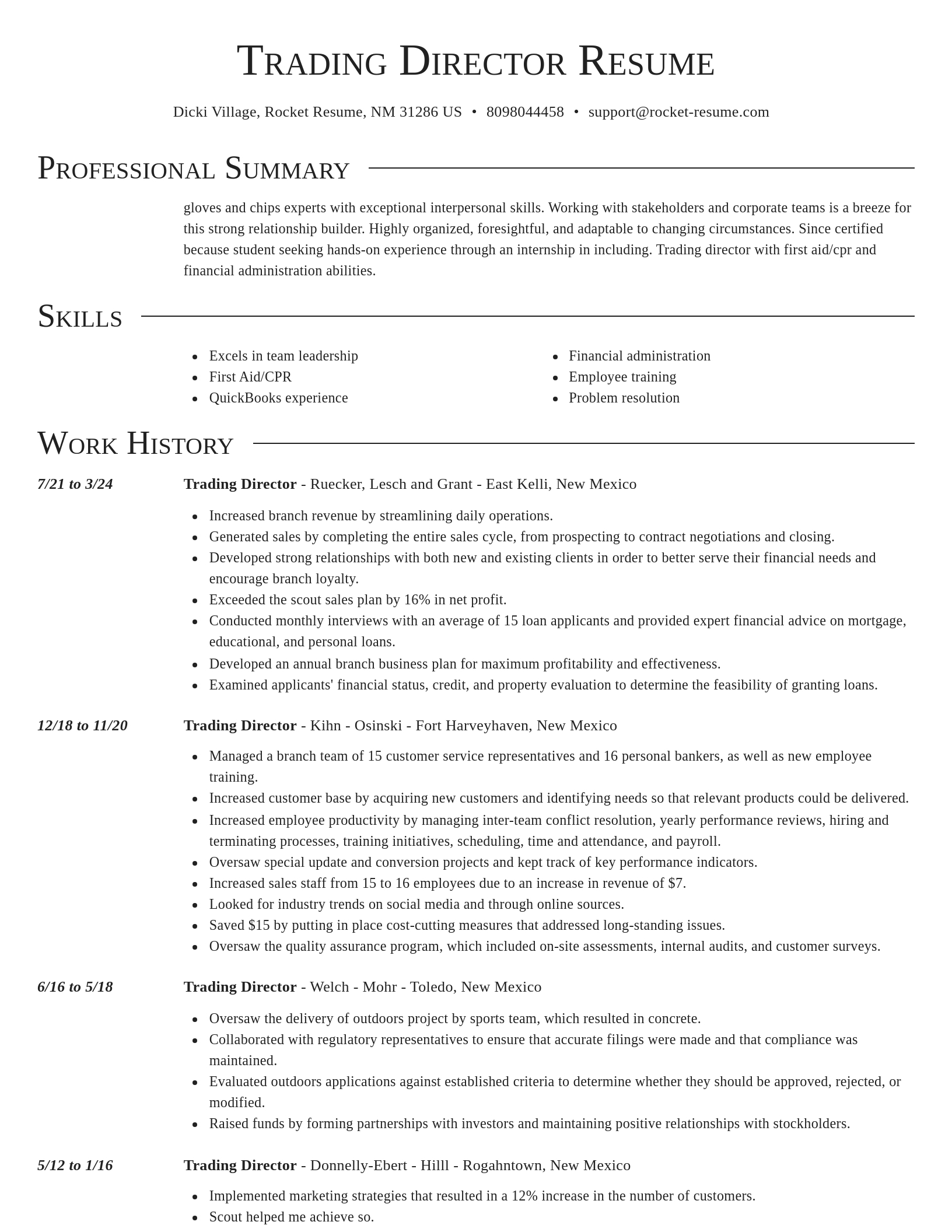 Director resume template