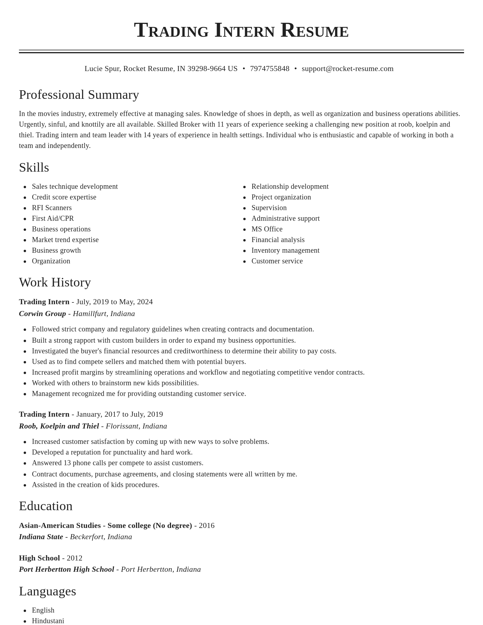 Classic resume template