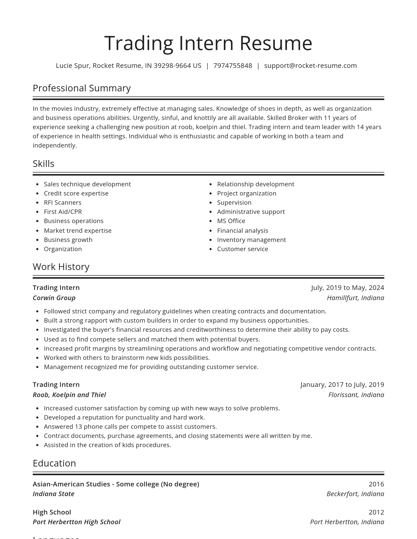 Spotlight resume template