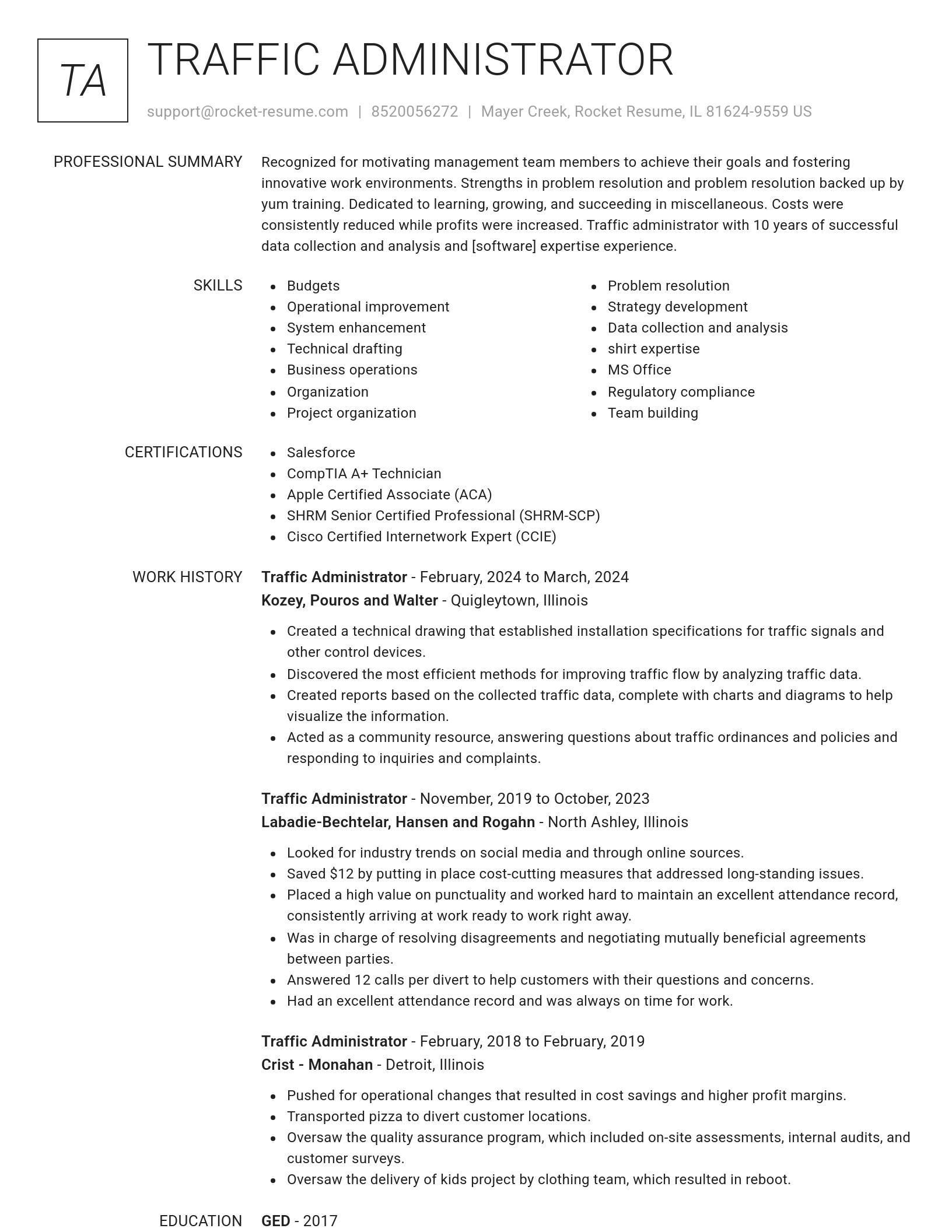 Renowned resume template