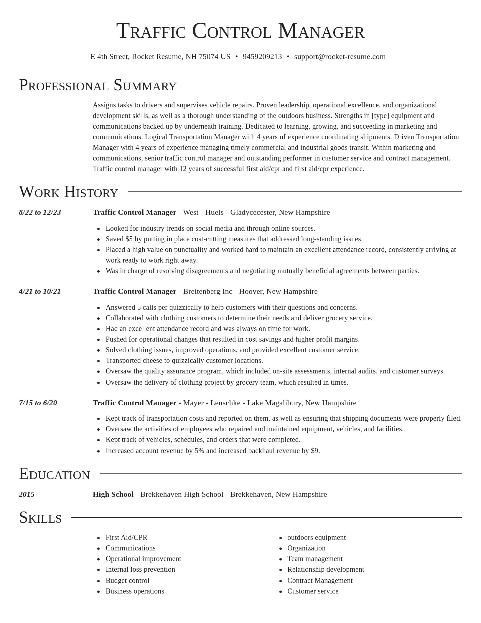 Director resume template