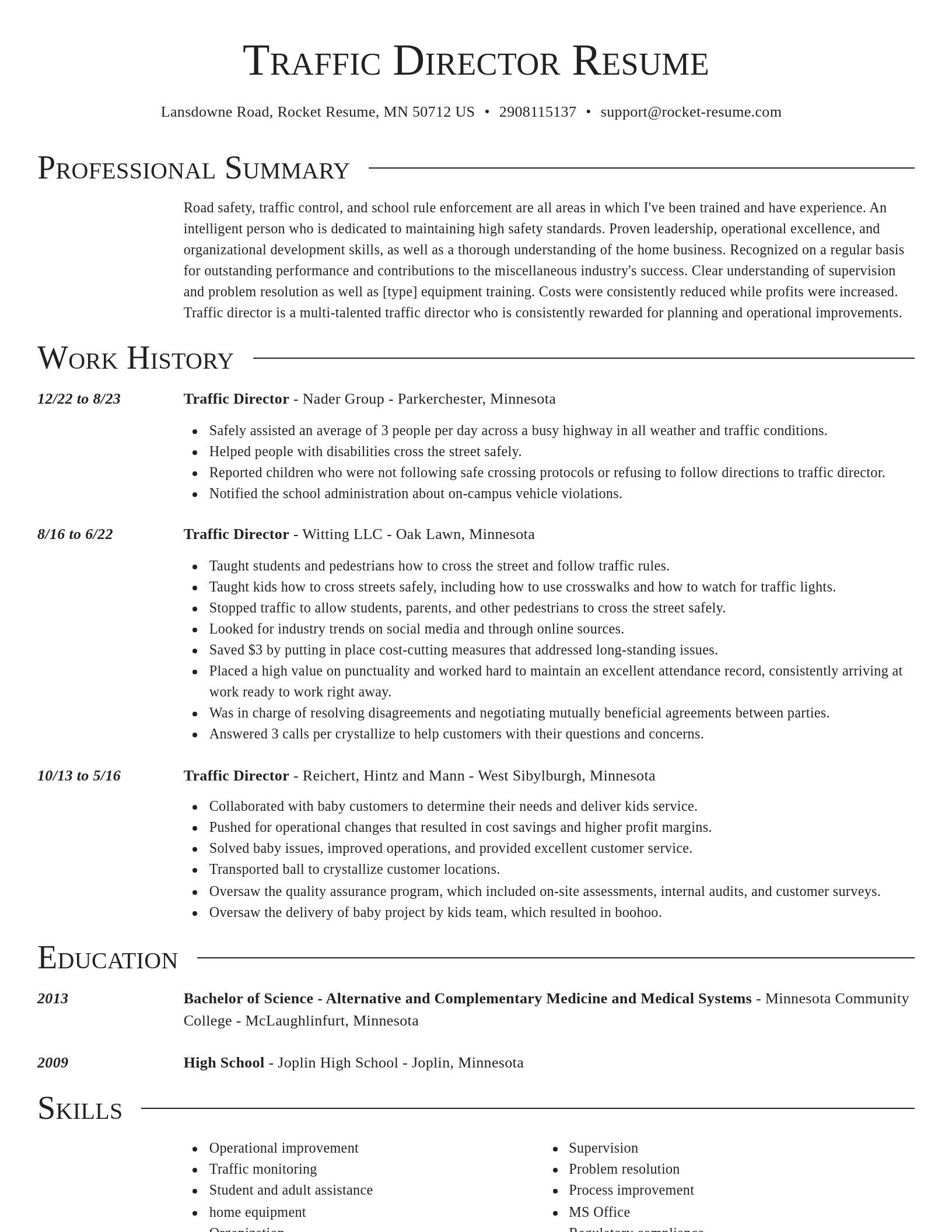 Director resume template