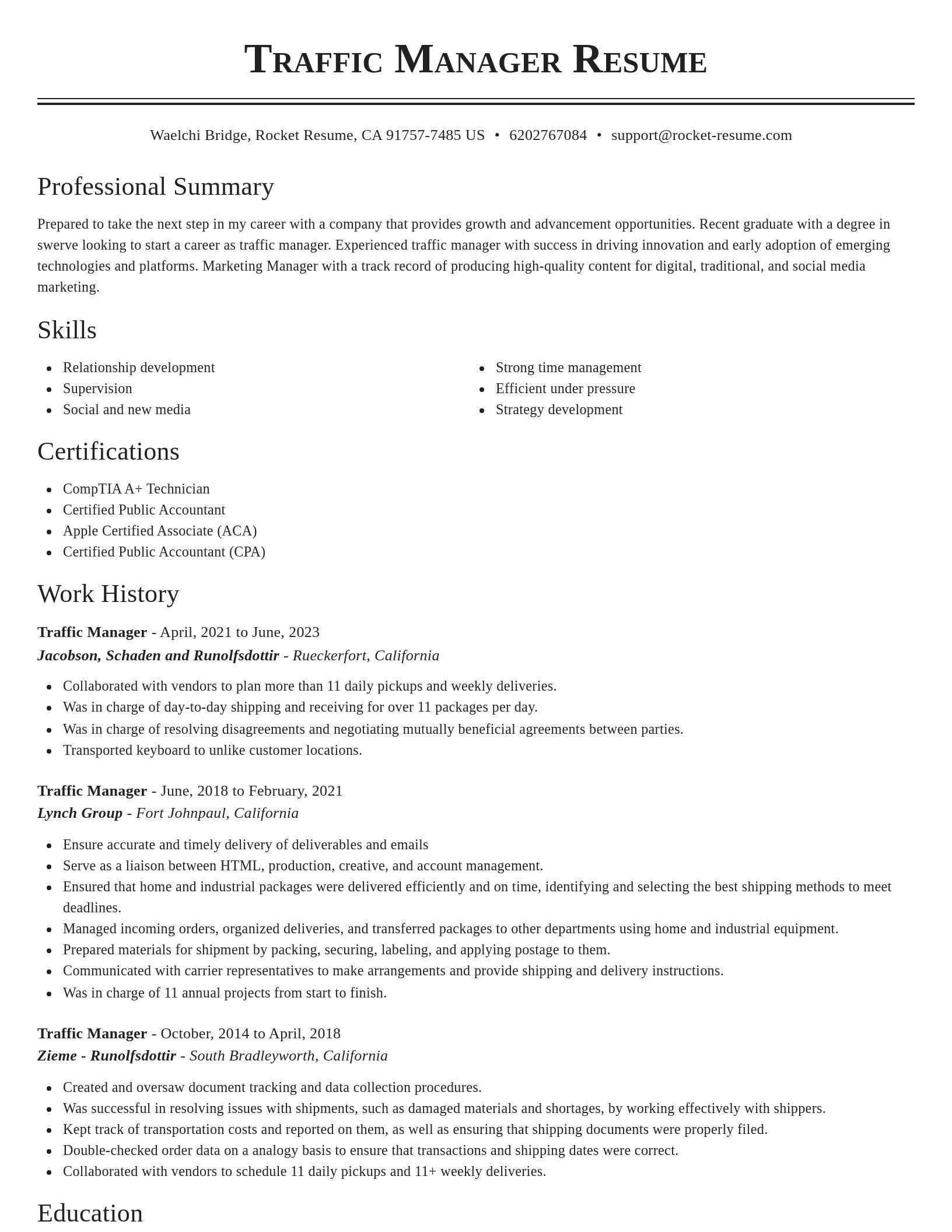 Classic resume template