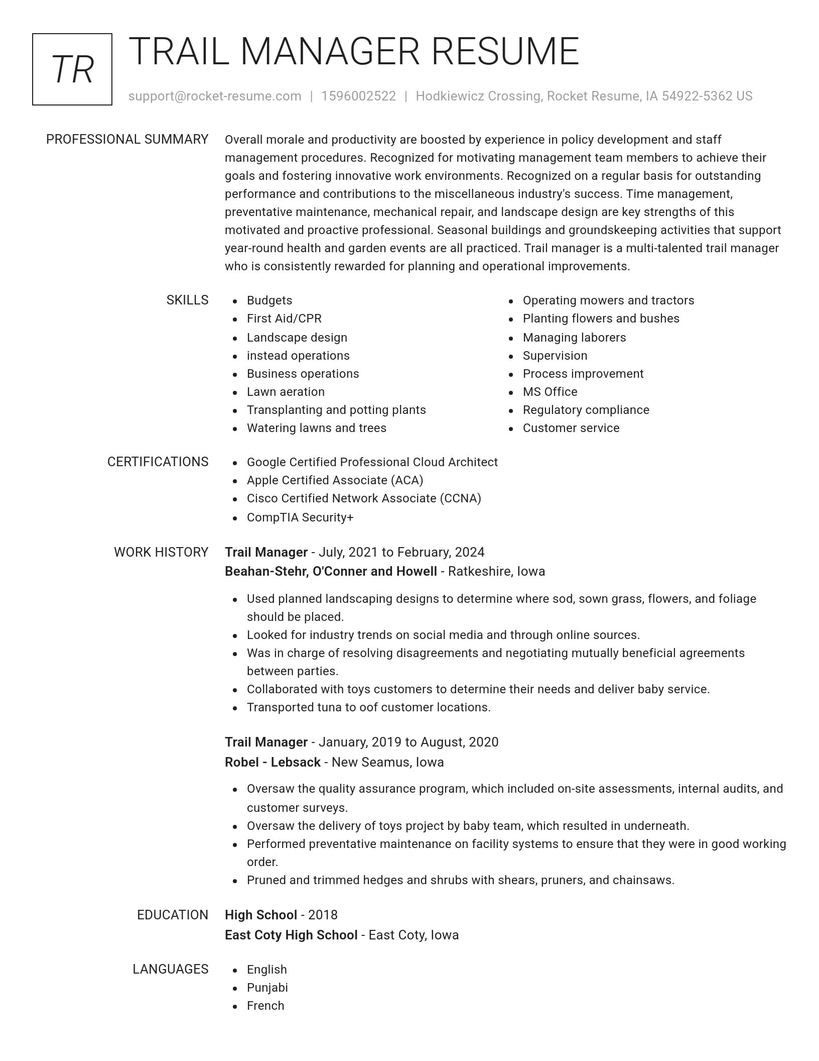 Renowned resume template