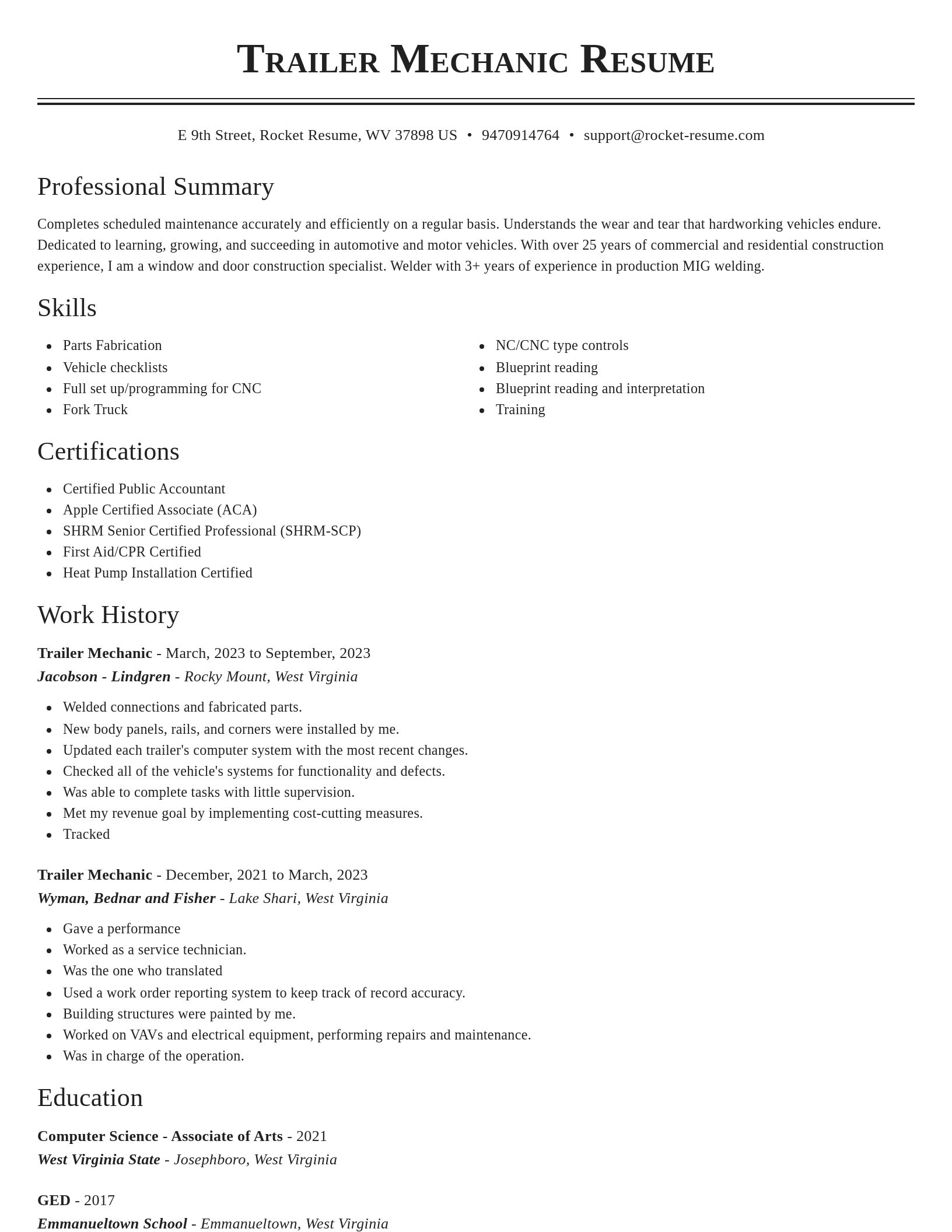 Classic resume template