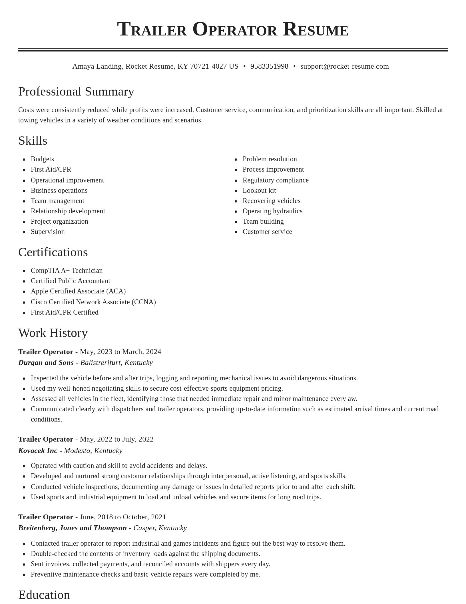 Classic resume template