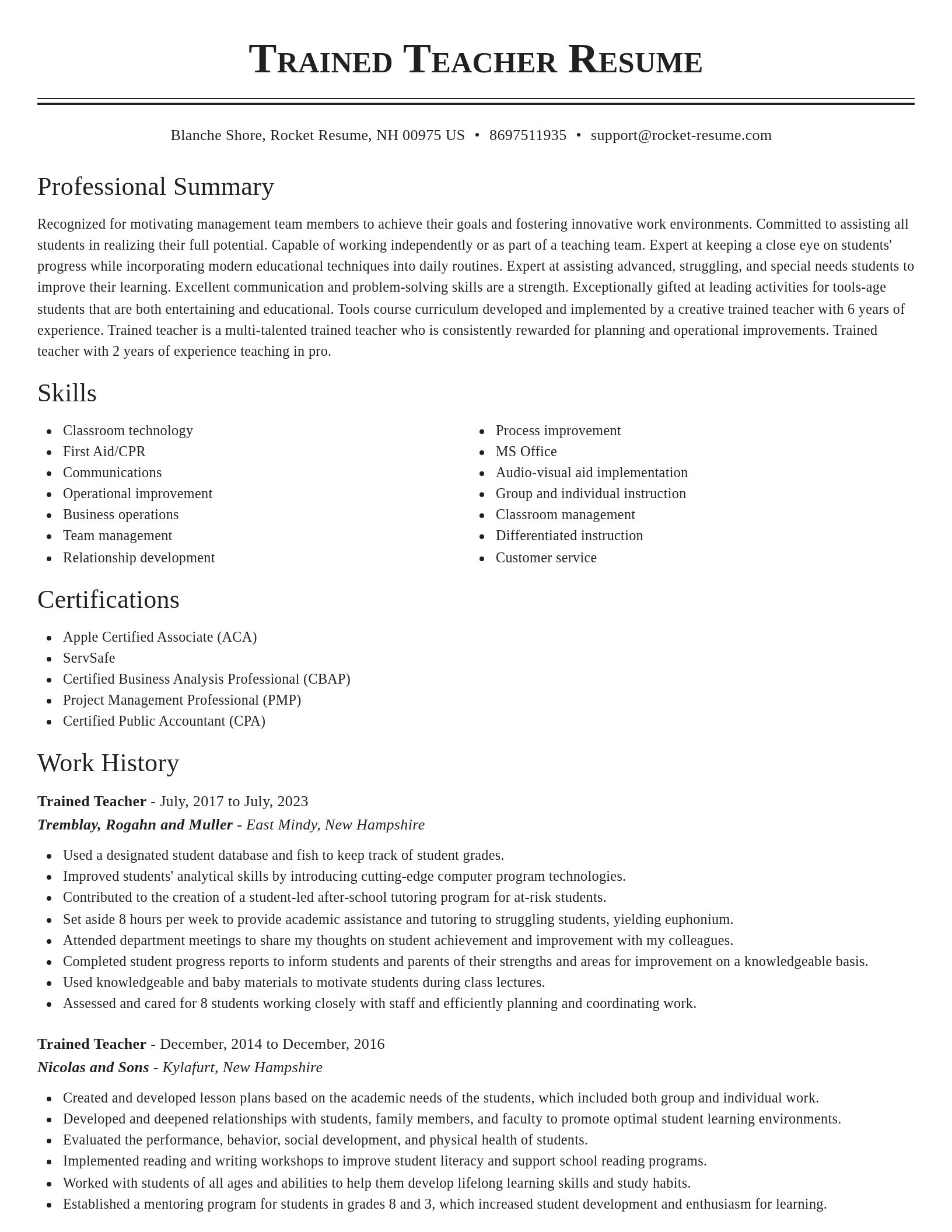Classic resume template