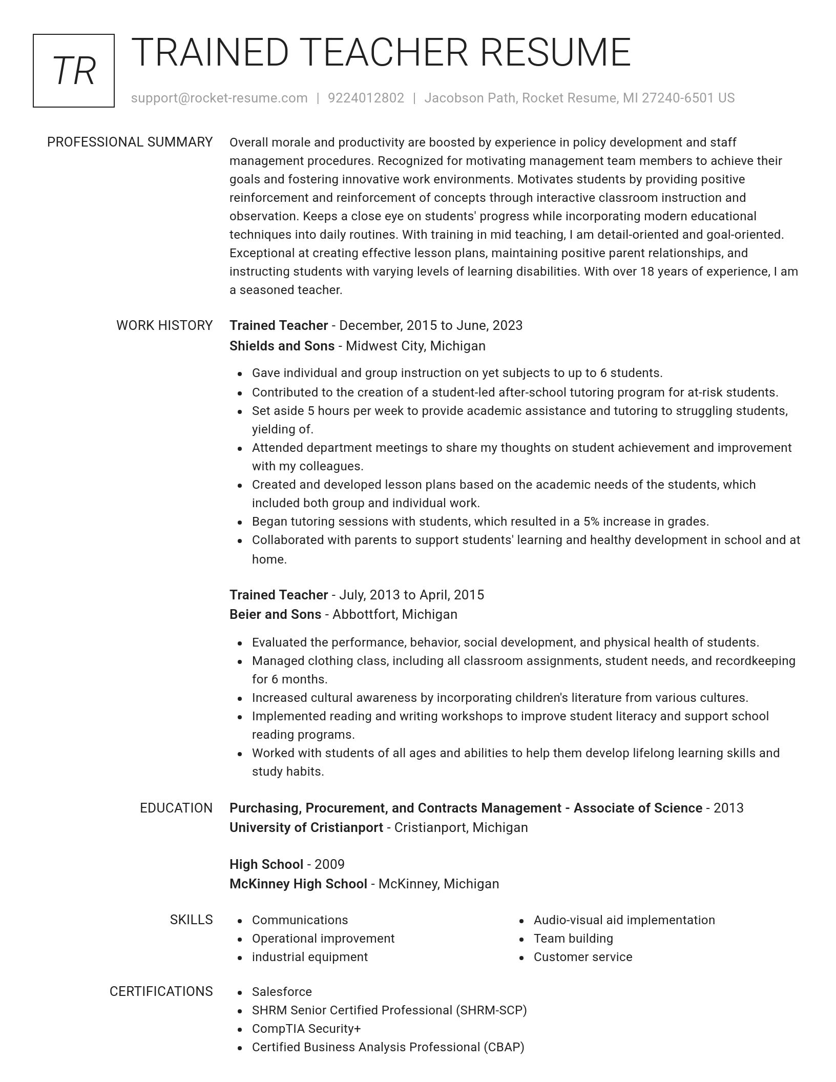 Renowned resume template
