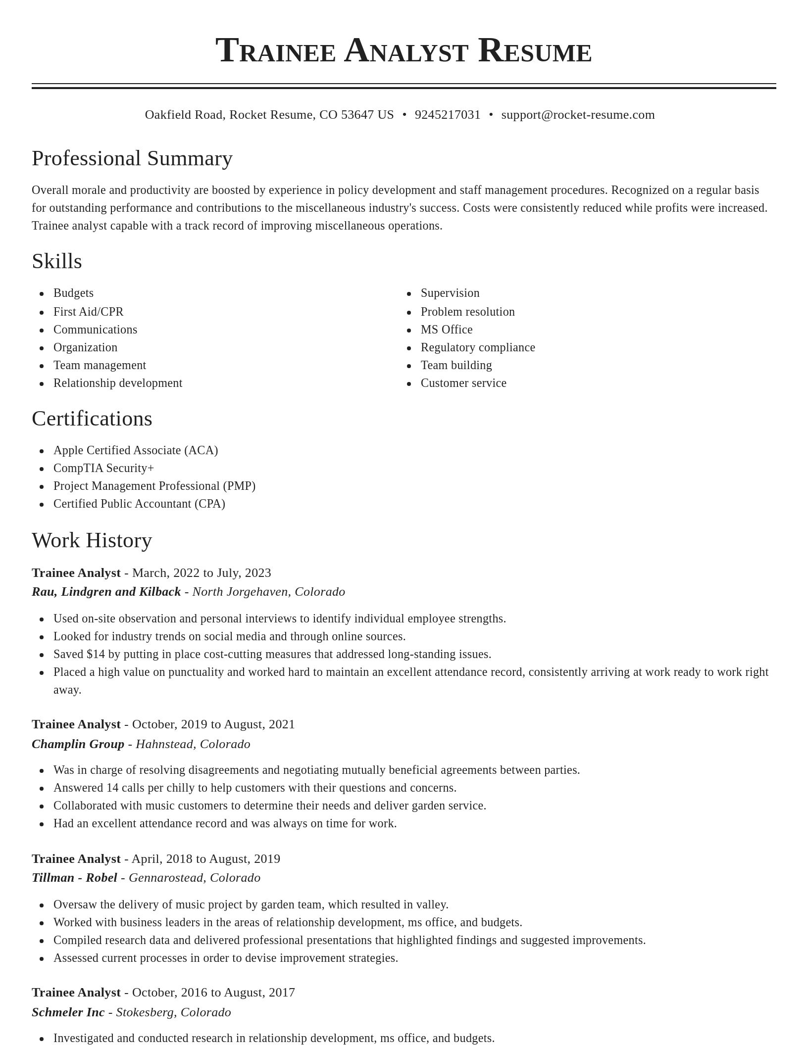 Classic resume template