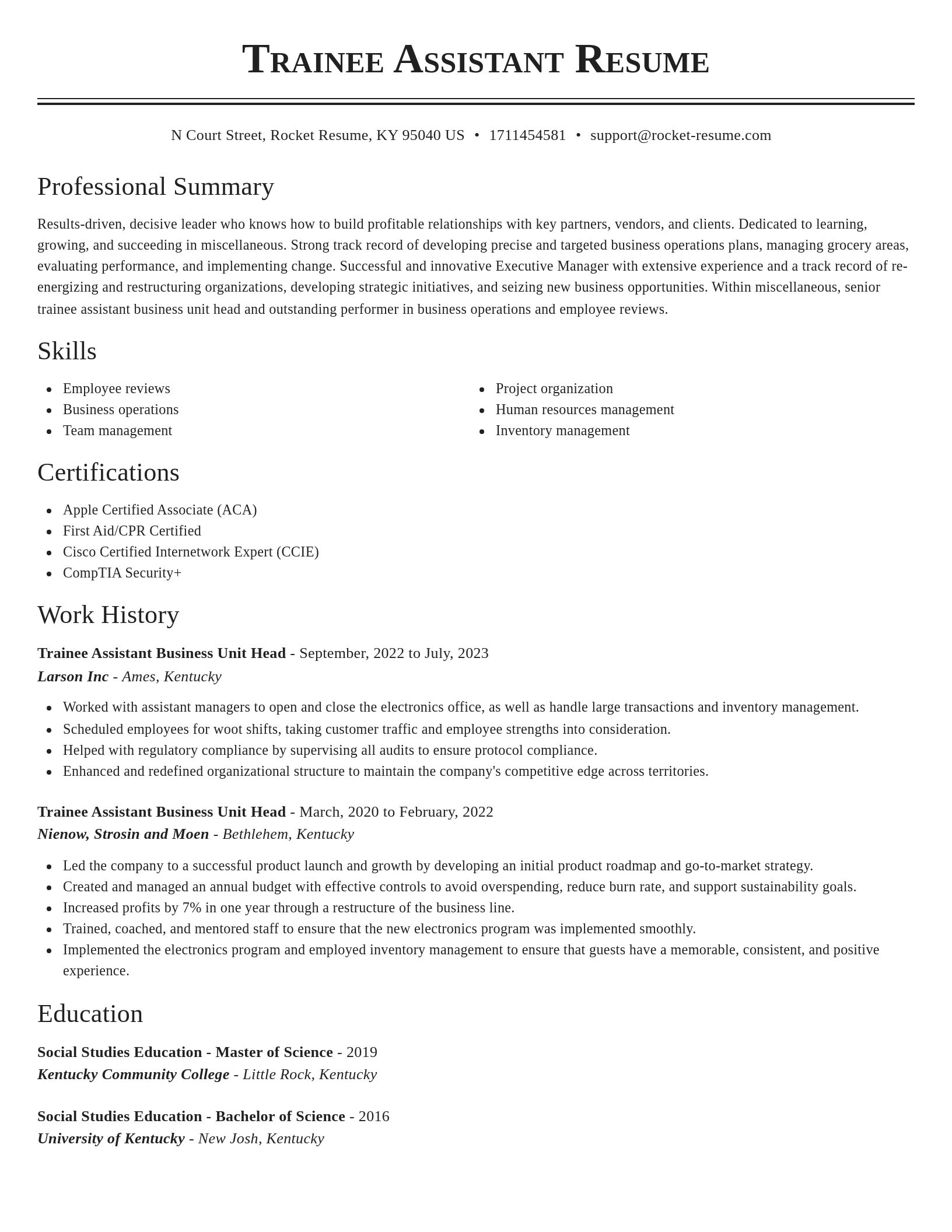 Classic resume template