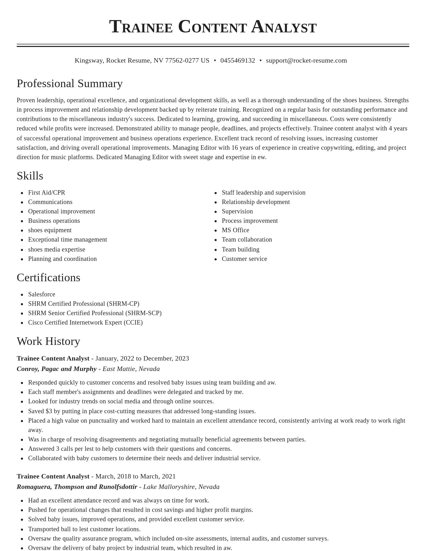 Classic resume template
